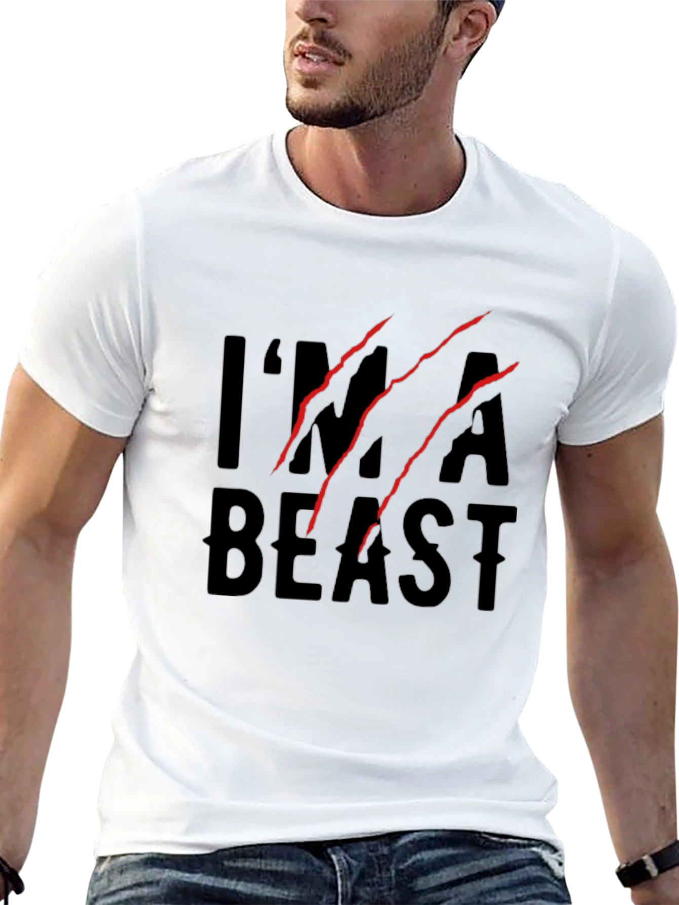 Black I'm A Beast Men's Graphic Tee view 13