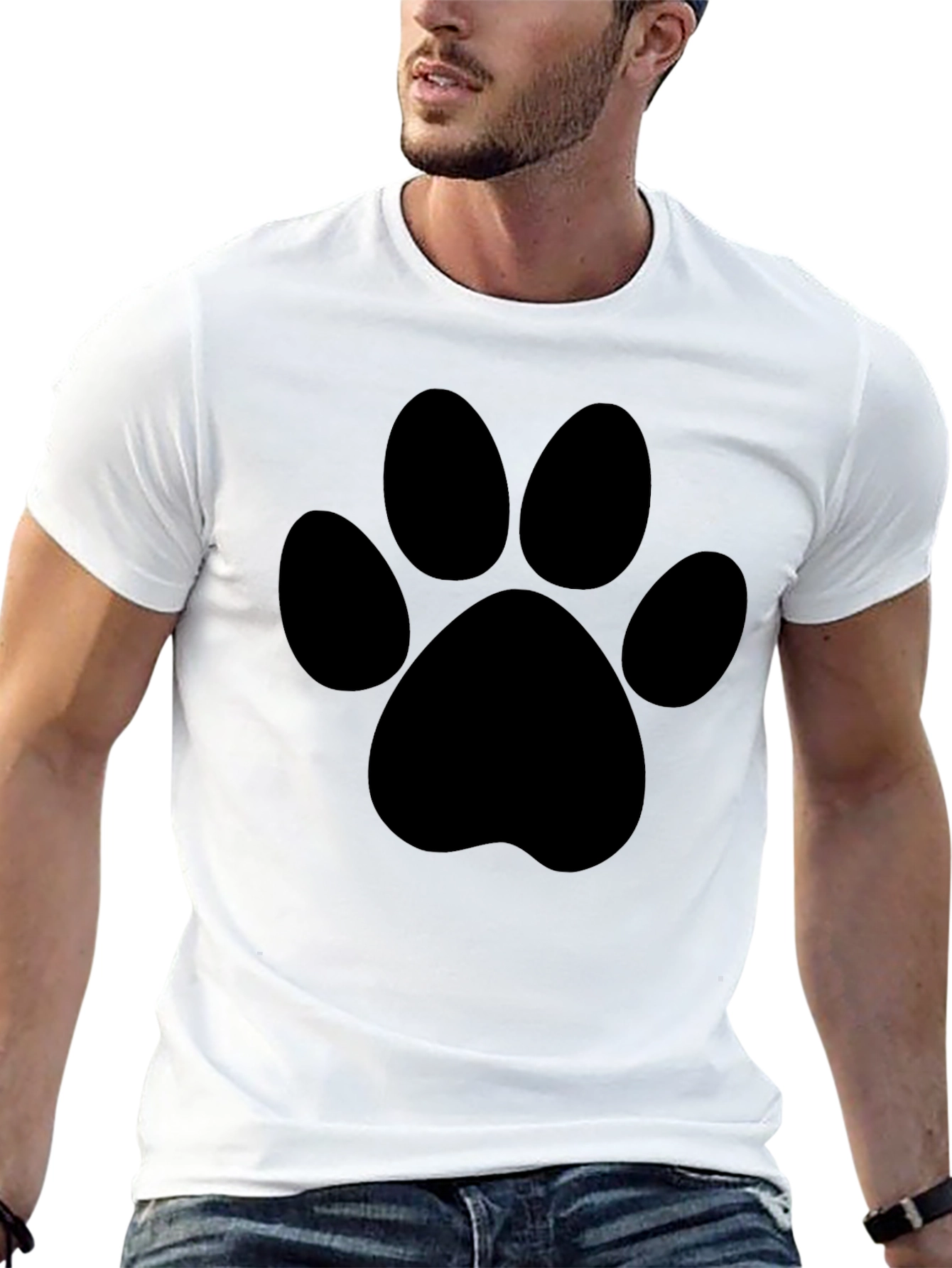 Black Paw Print T-Shirt - Casual Comfort, Animal Lover's Style view 13