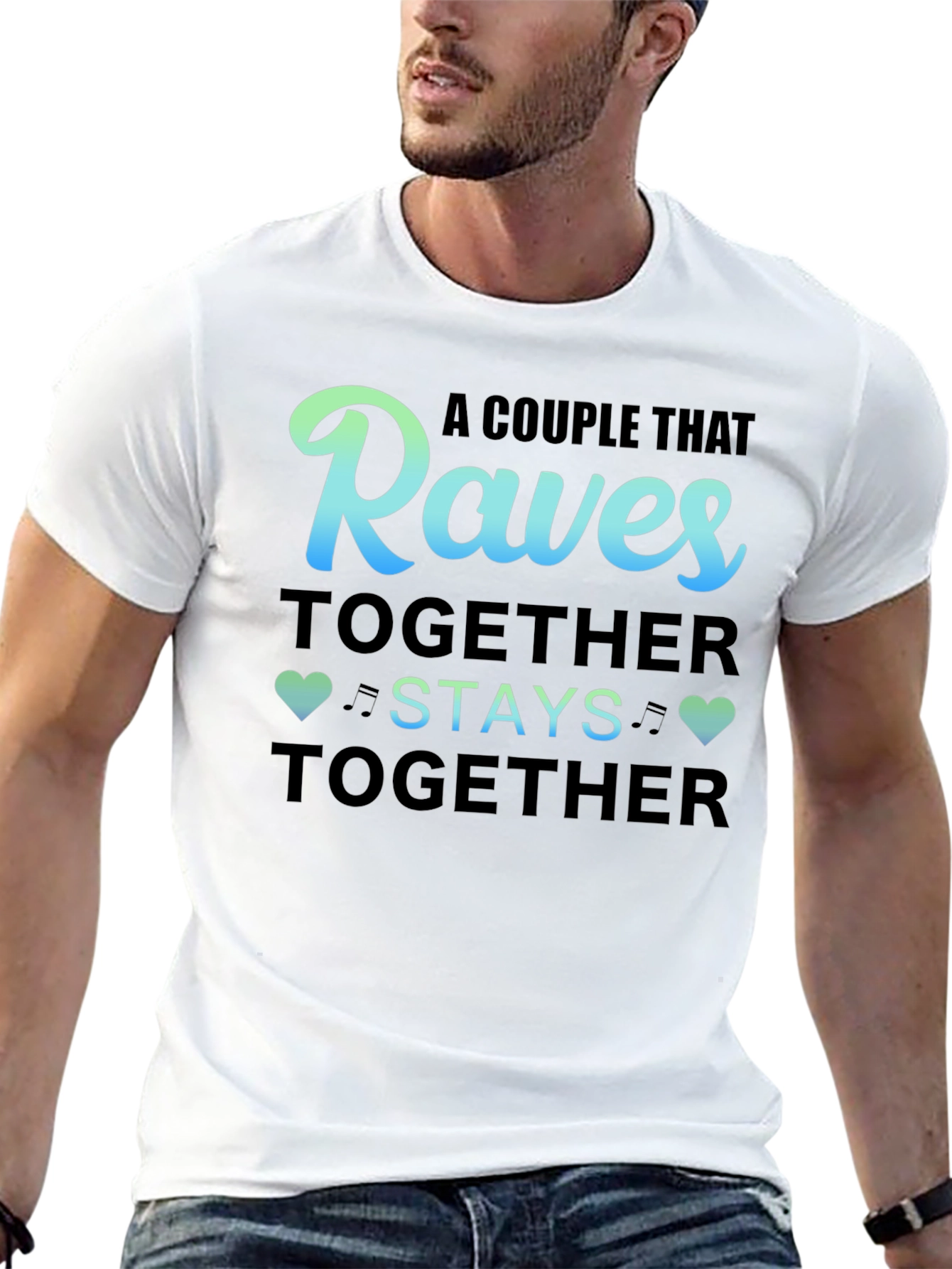Black Raves Together Couple T-Shirt view 13