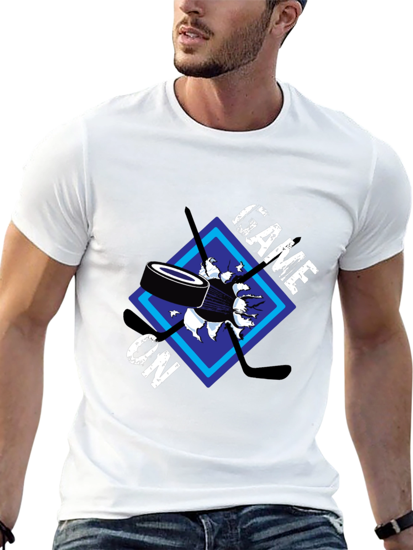 Black Game On Hockey Graphic T-Shirt view 13