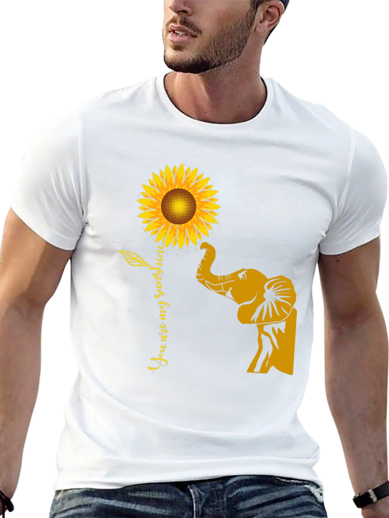 Black Elephant Sunflower Graphic Tee - You Are My Sunshine view 13