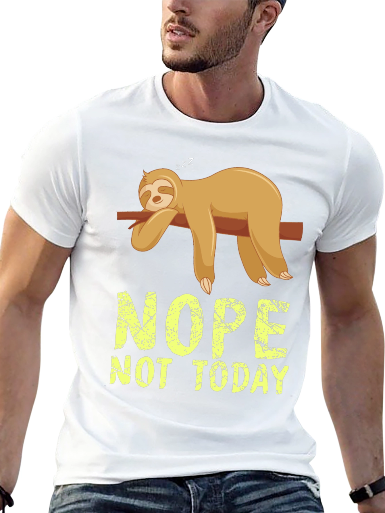 Black Nope Not Today Sloth Graphic T-Shirt view 13