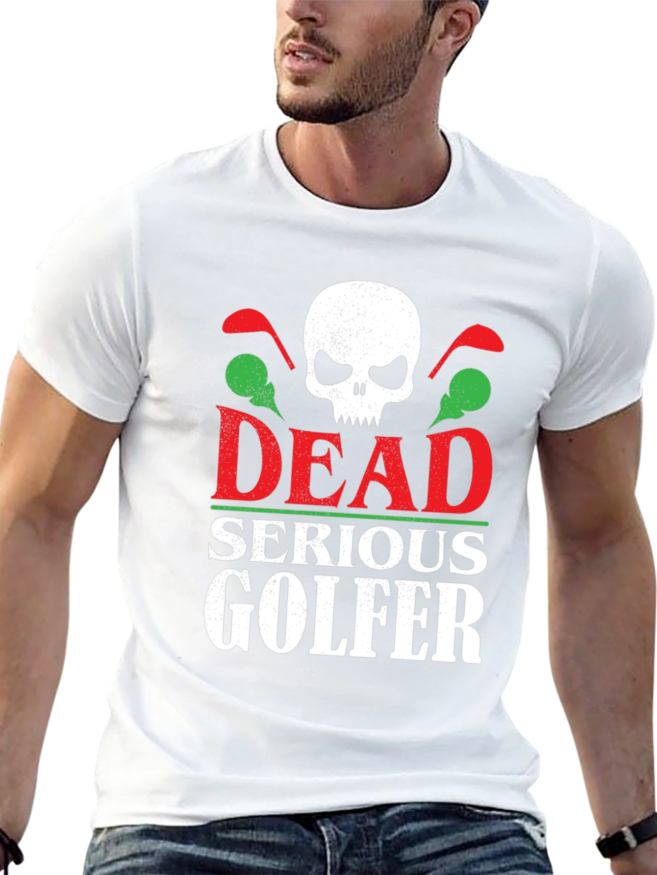 Black Dead Serious Golfer T-Shirt - Skull Golf Club Design view 13