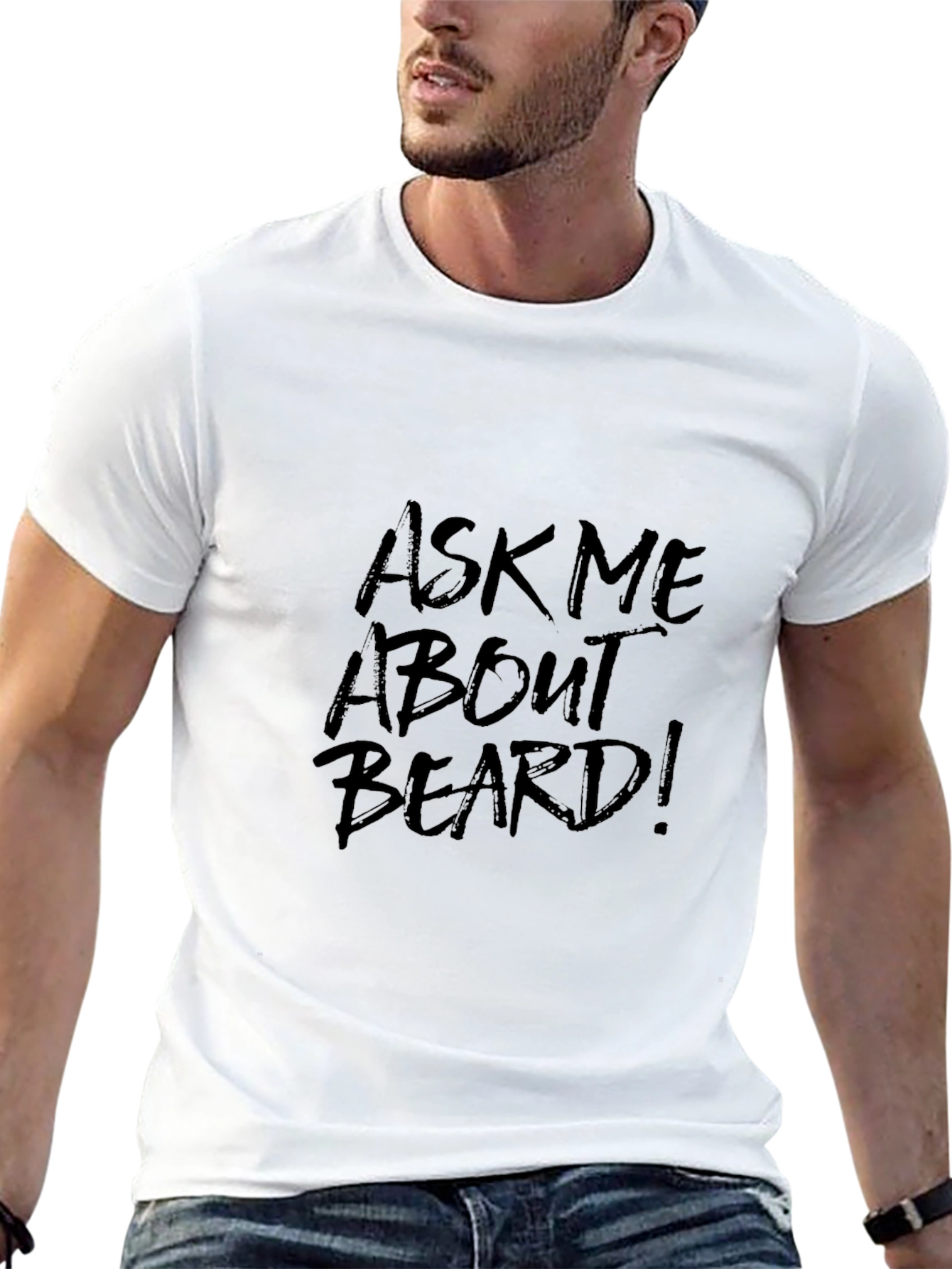 Black Ask Me About My Beard T-Shirt - Funny Men's Tee view 13