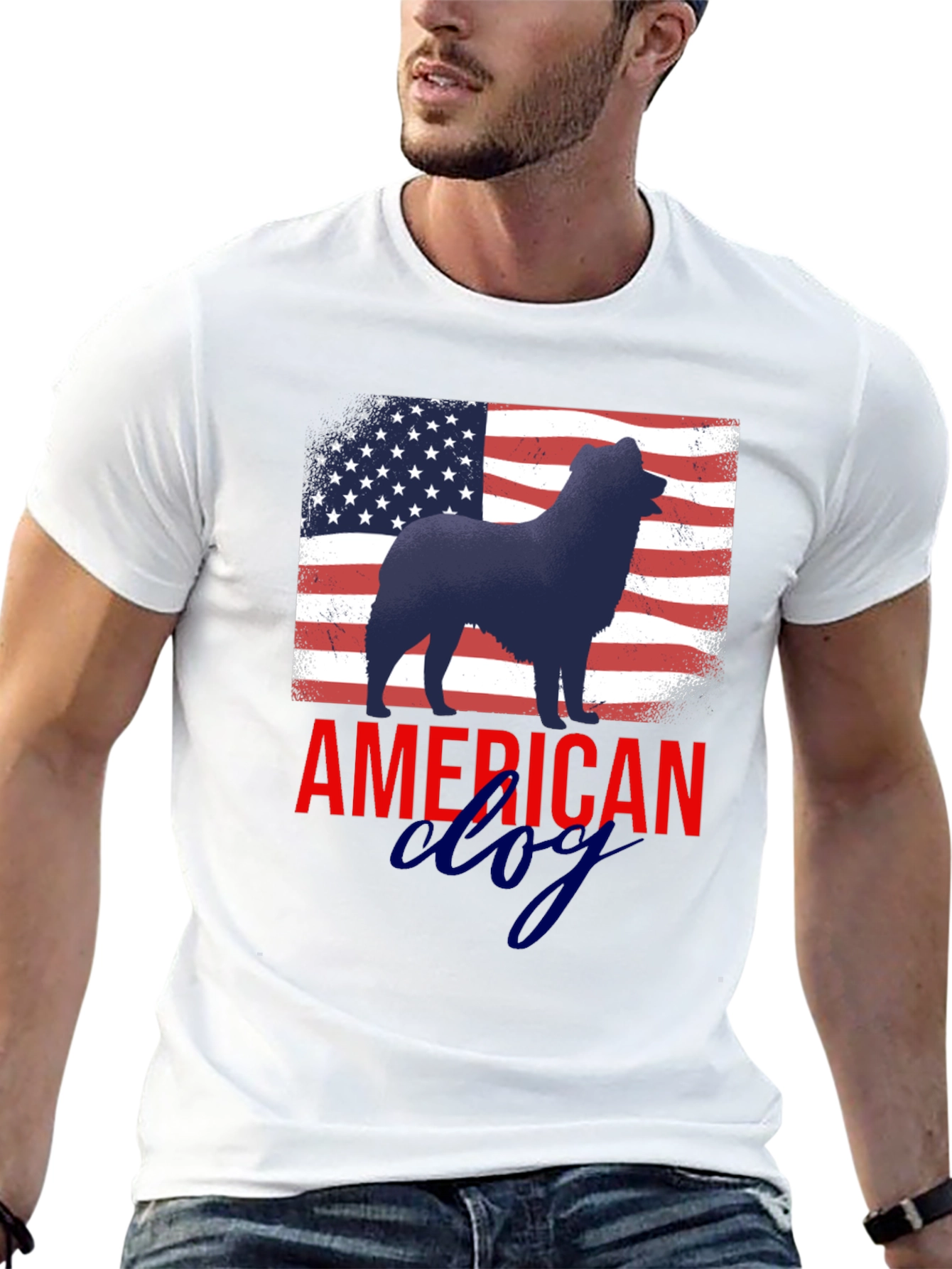 Black American Dog Patriotic T-Shirt view 13