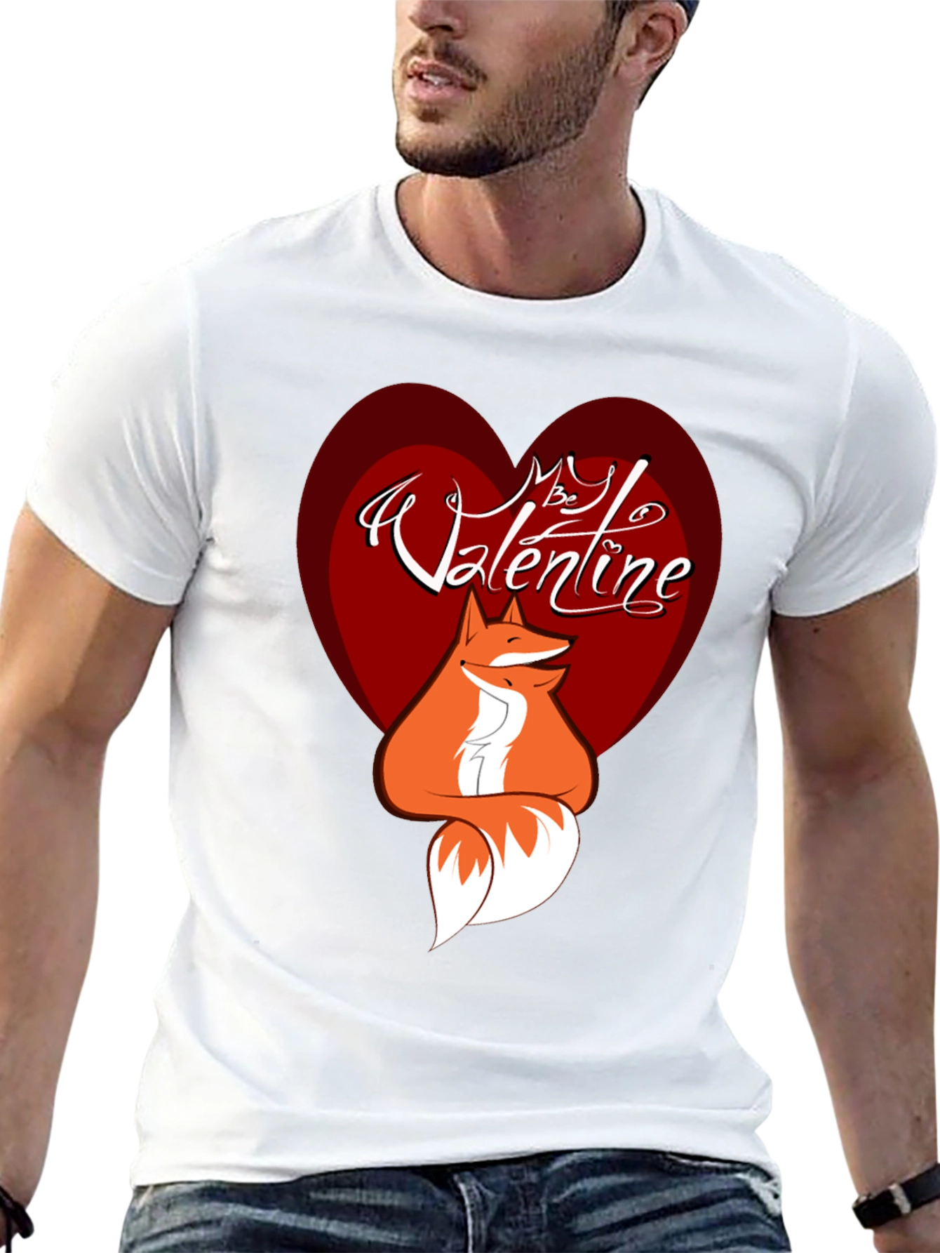 Black Valentine Fox Graphic Tee - Men's Black T-Shirt view 13