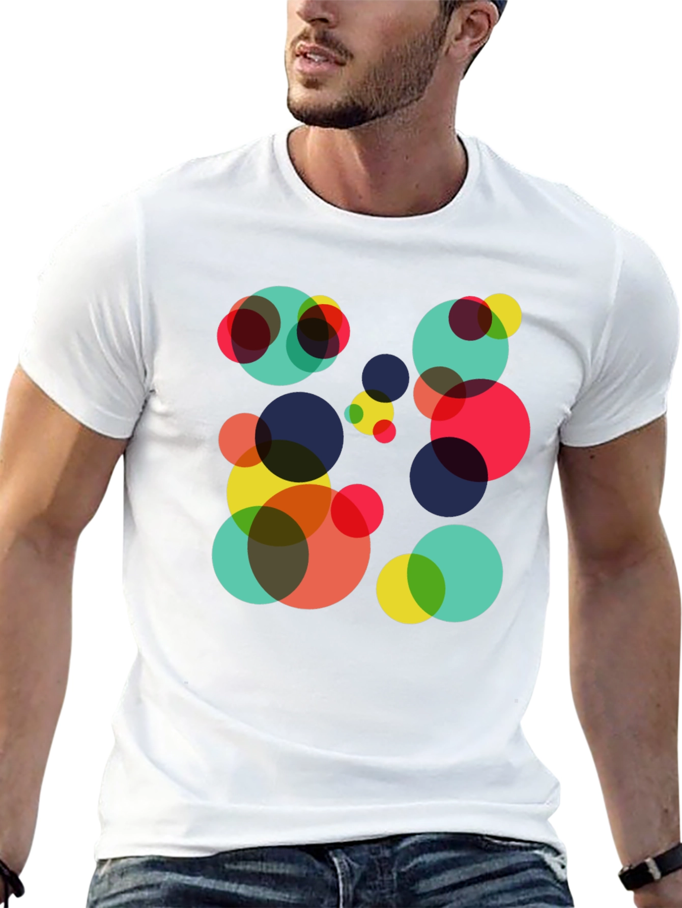 Black Abstract Circle Pattern Black T-Shirt view 13
