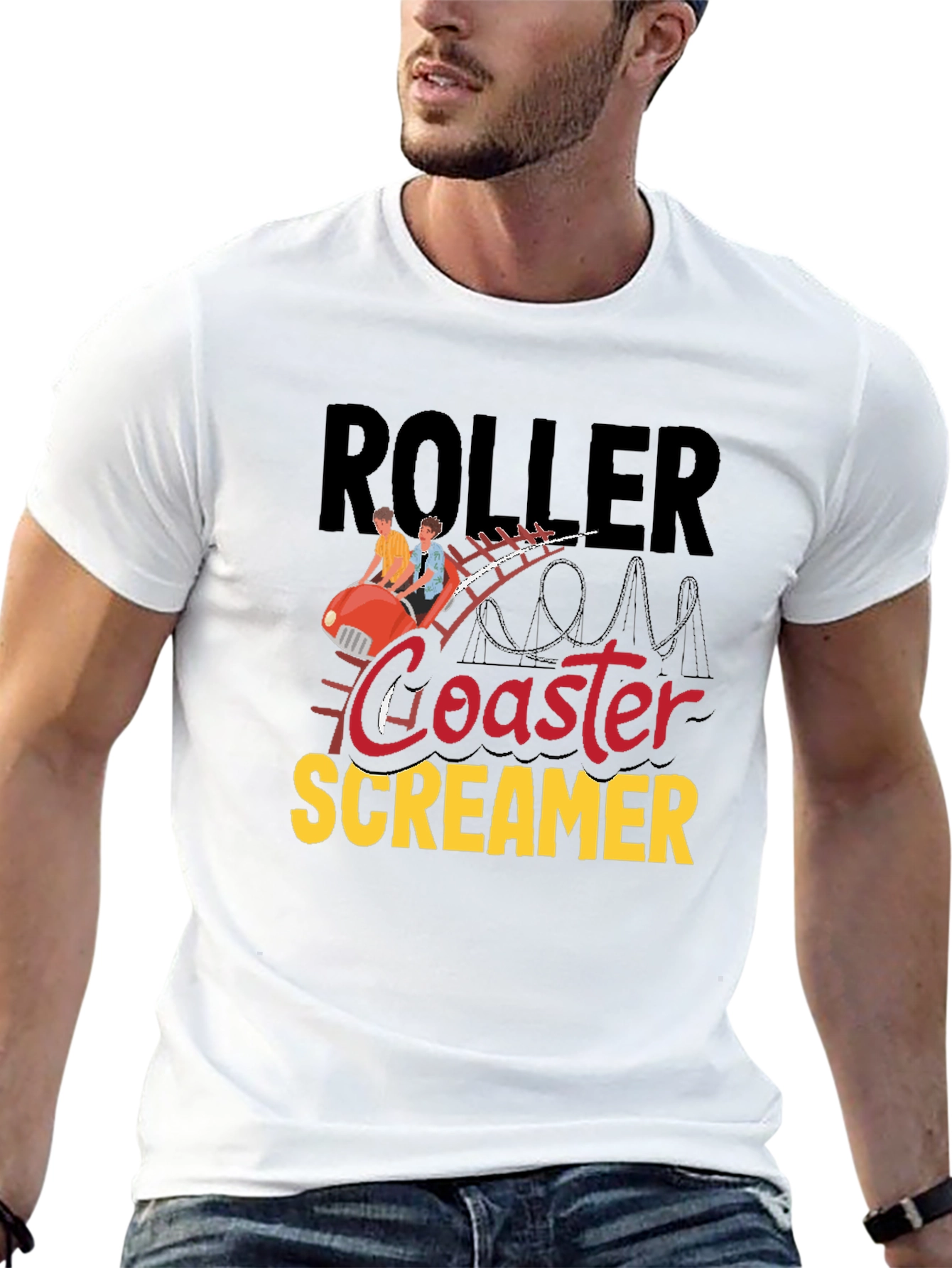 Black Roller Coaster Screamer Graphic Tee - Black view 13