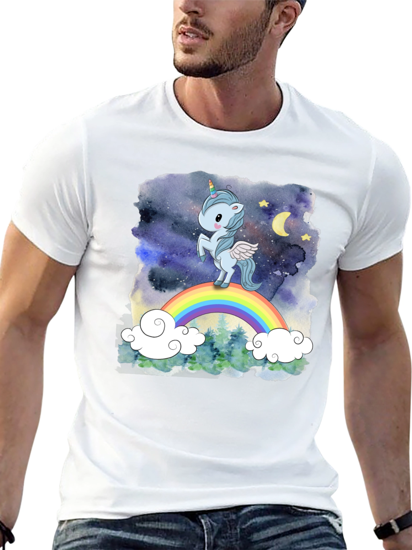 Black Unicorn Rainbow Graphic Tee view 13