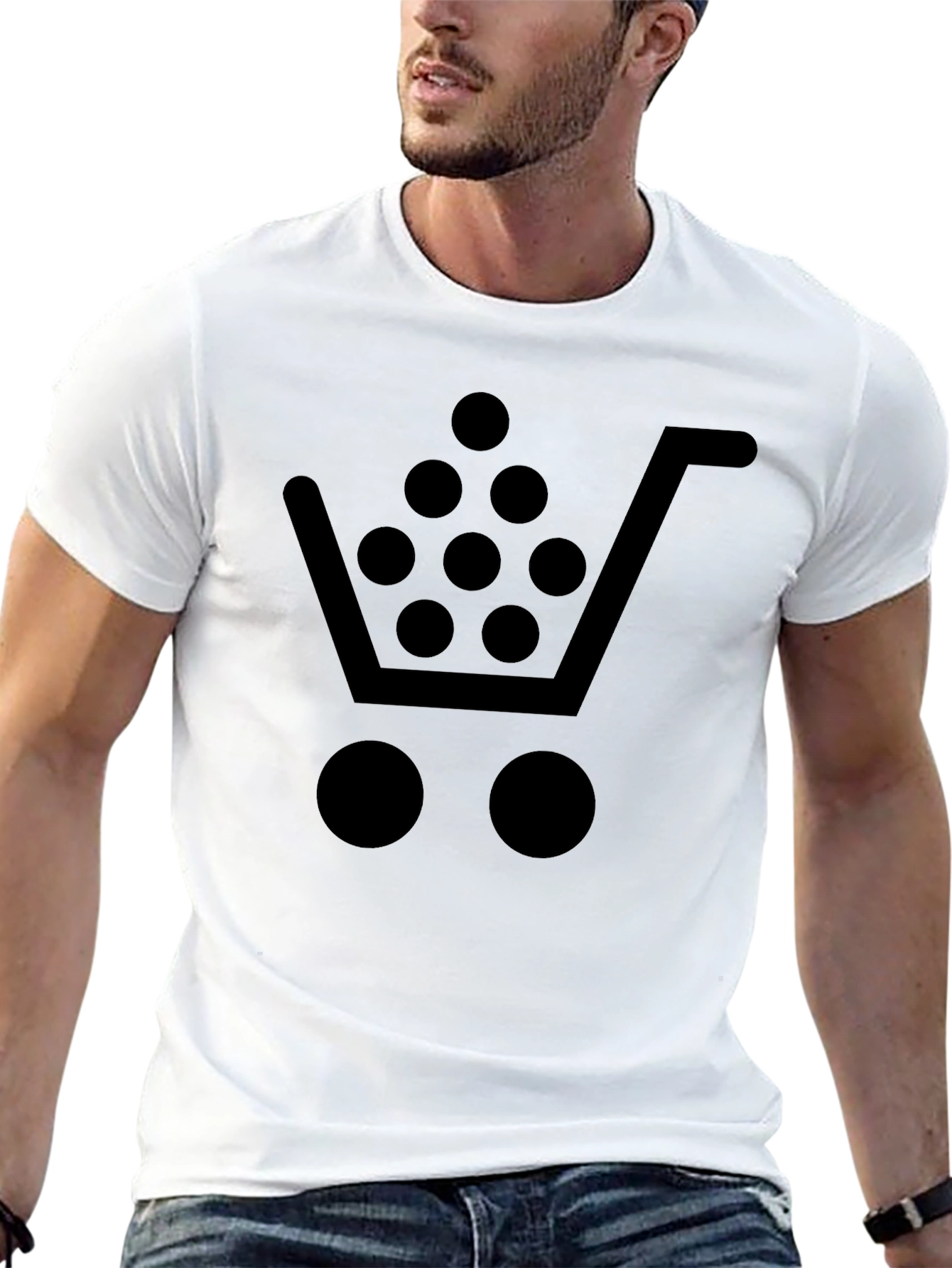 Black Shopping Cart T-Shirt - Cool Black Tee view 13