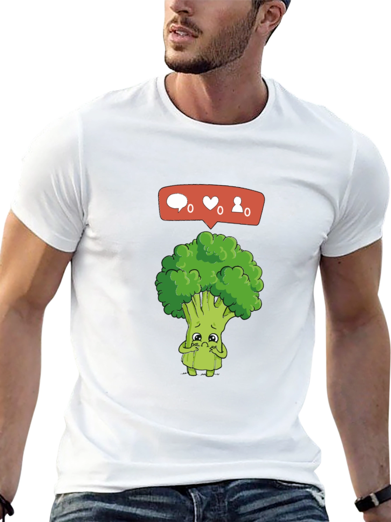 Black Sad Broccoli Graphic T-Shirt - Black view 13