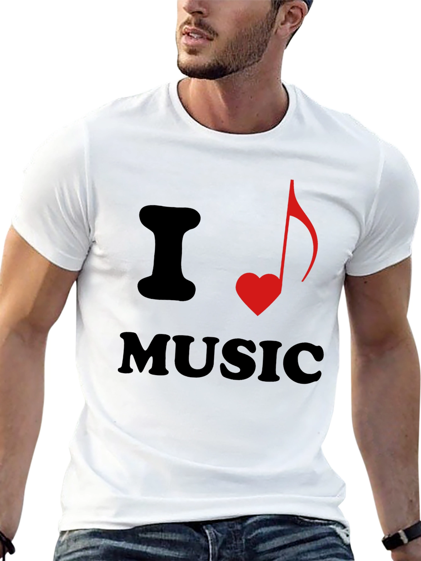 Black I Heart Music Graphic Tee - Stylish Black T-Shirt view 13