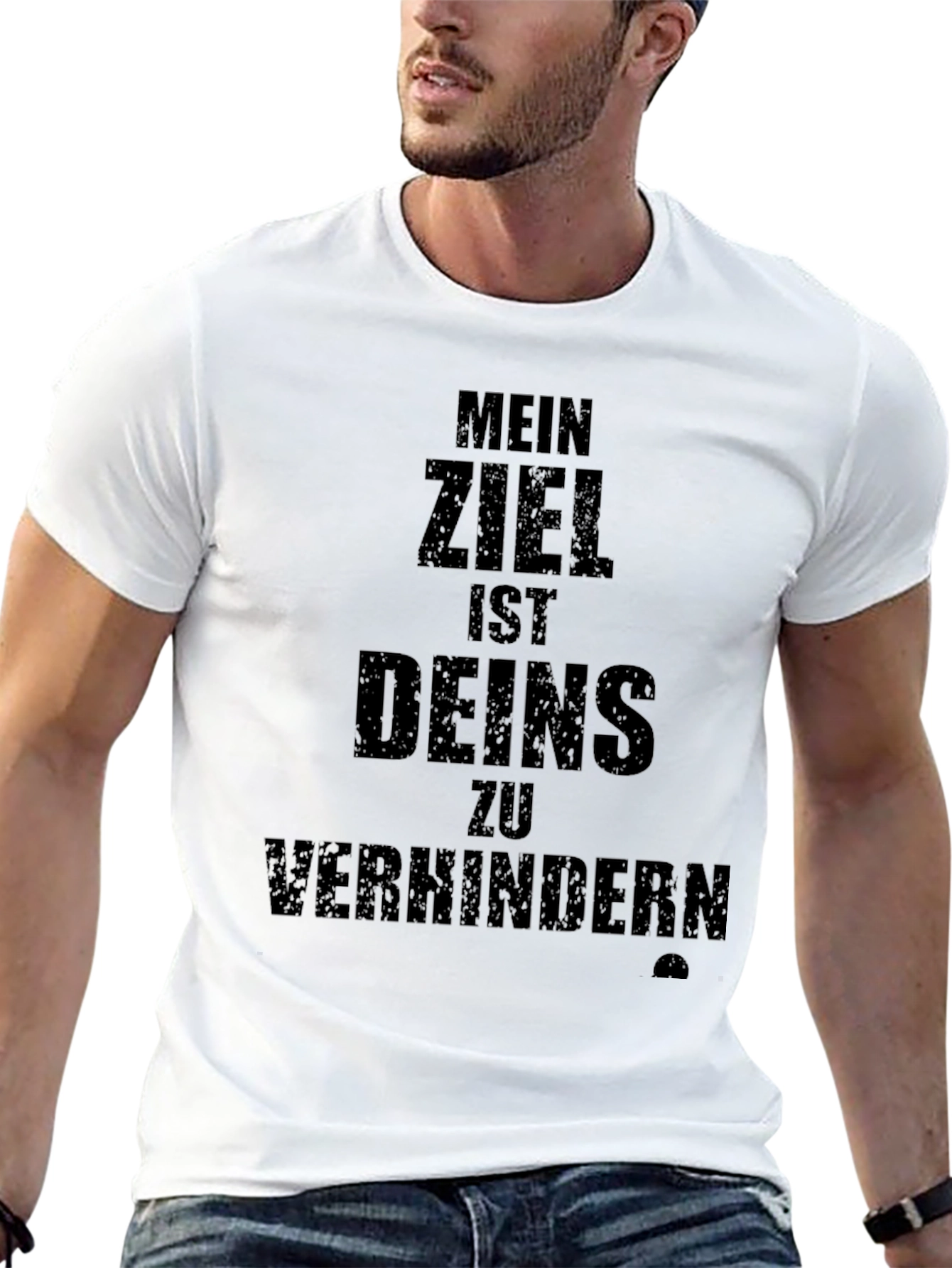 Black Men's "Mein Ziel" Graphic Print Black T-Shirt view 13