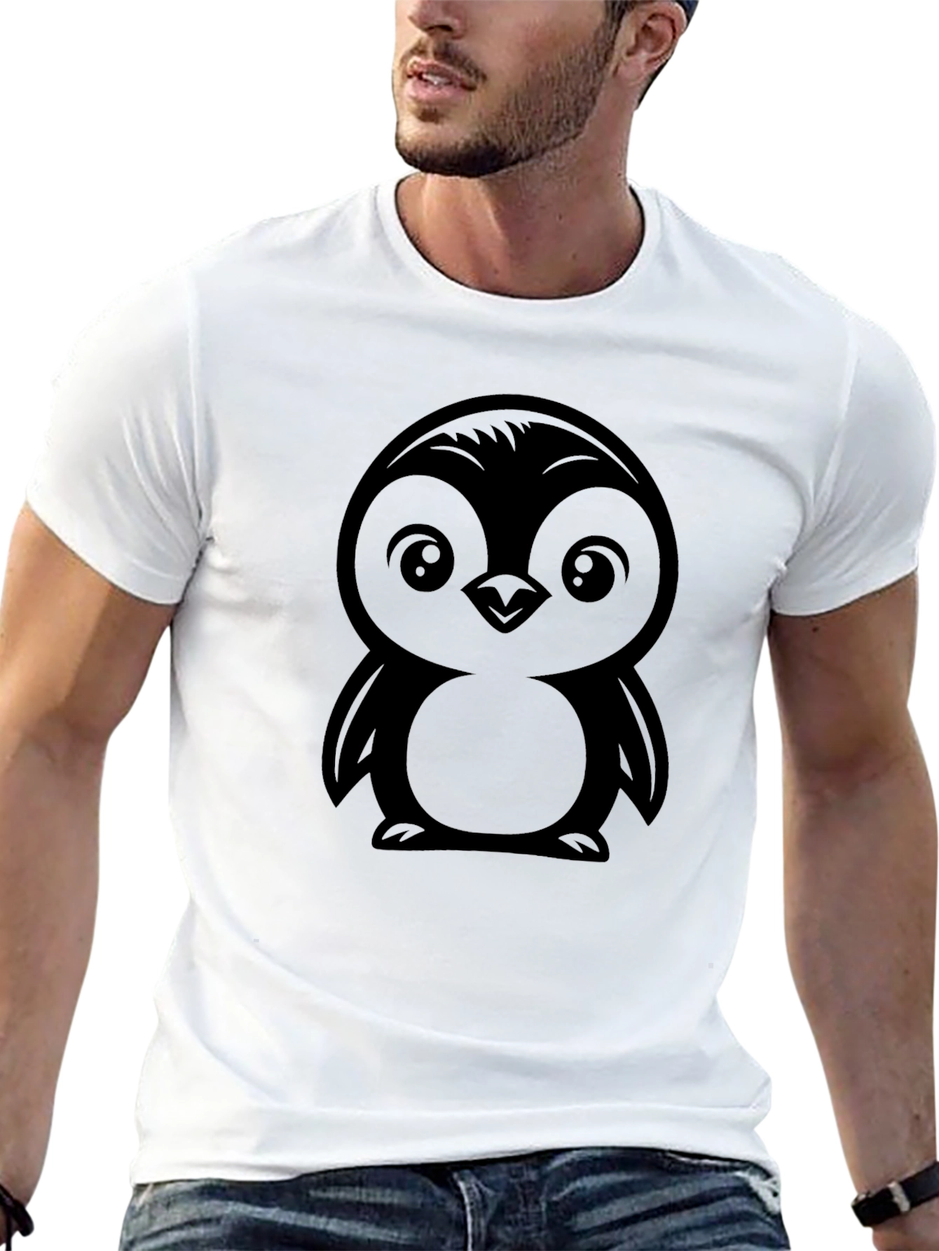 Black Cute Penguin Graphic Tee - Black view 13
