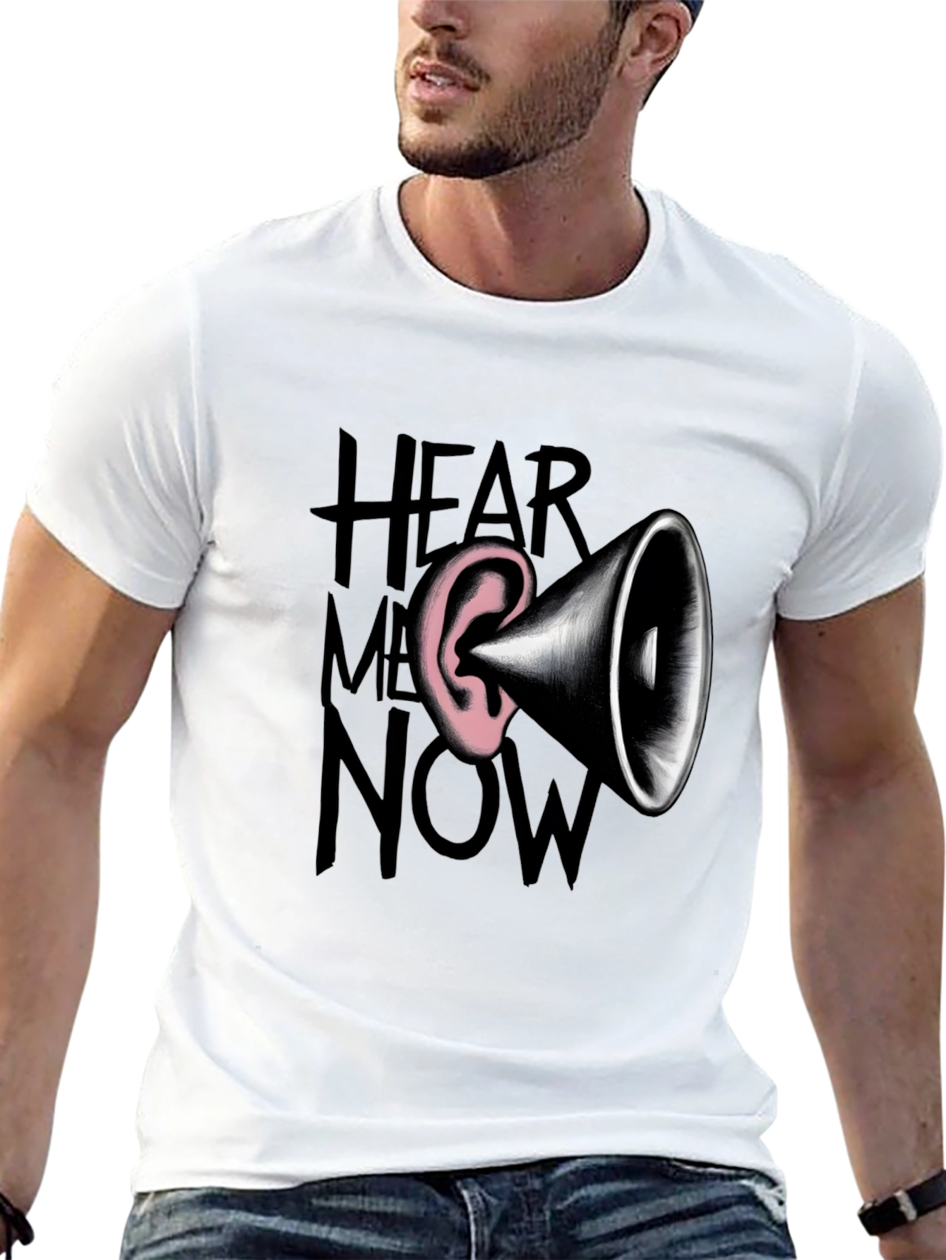 Black Hear Me Now Graphic Tee - Bold Statement Shirt view 13