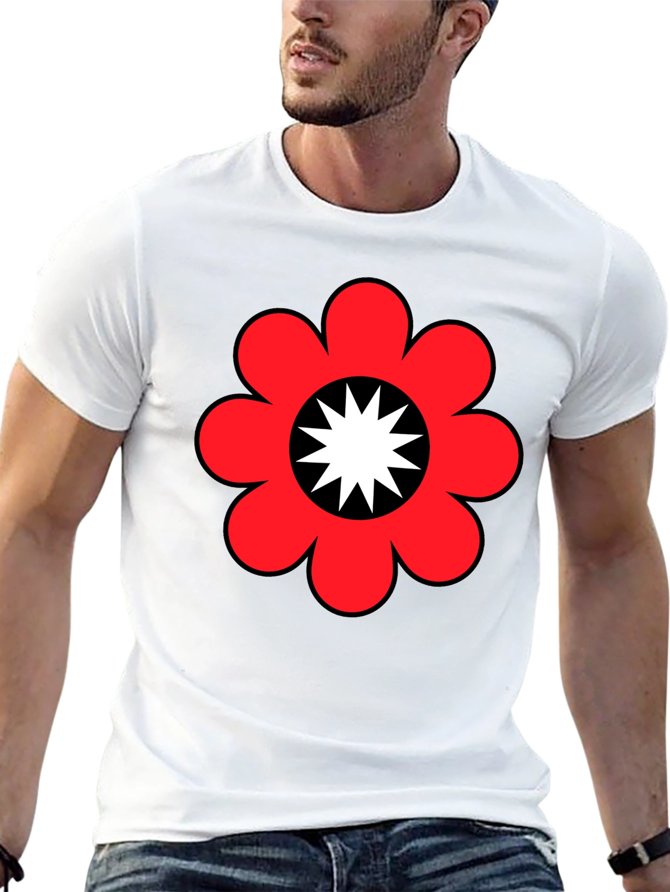 Black Retro Flower Power Graphic Tee - Black view 13