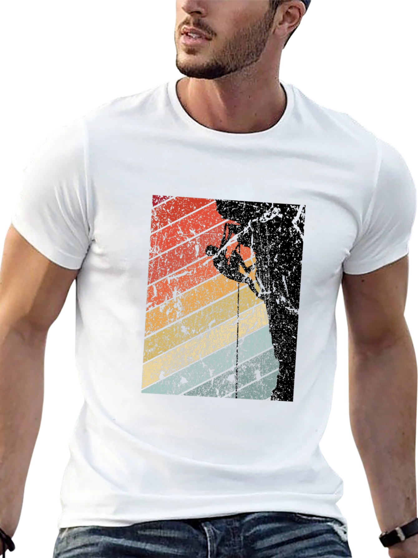 Black Retro Rock Climbing Graphic Tee - Black view 13