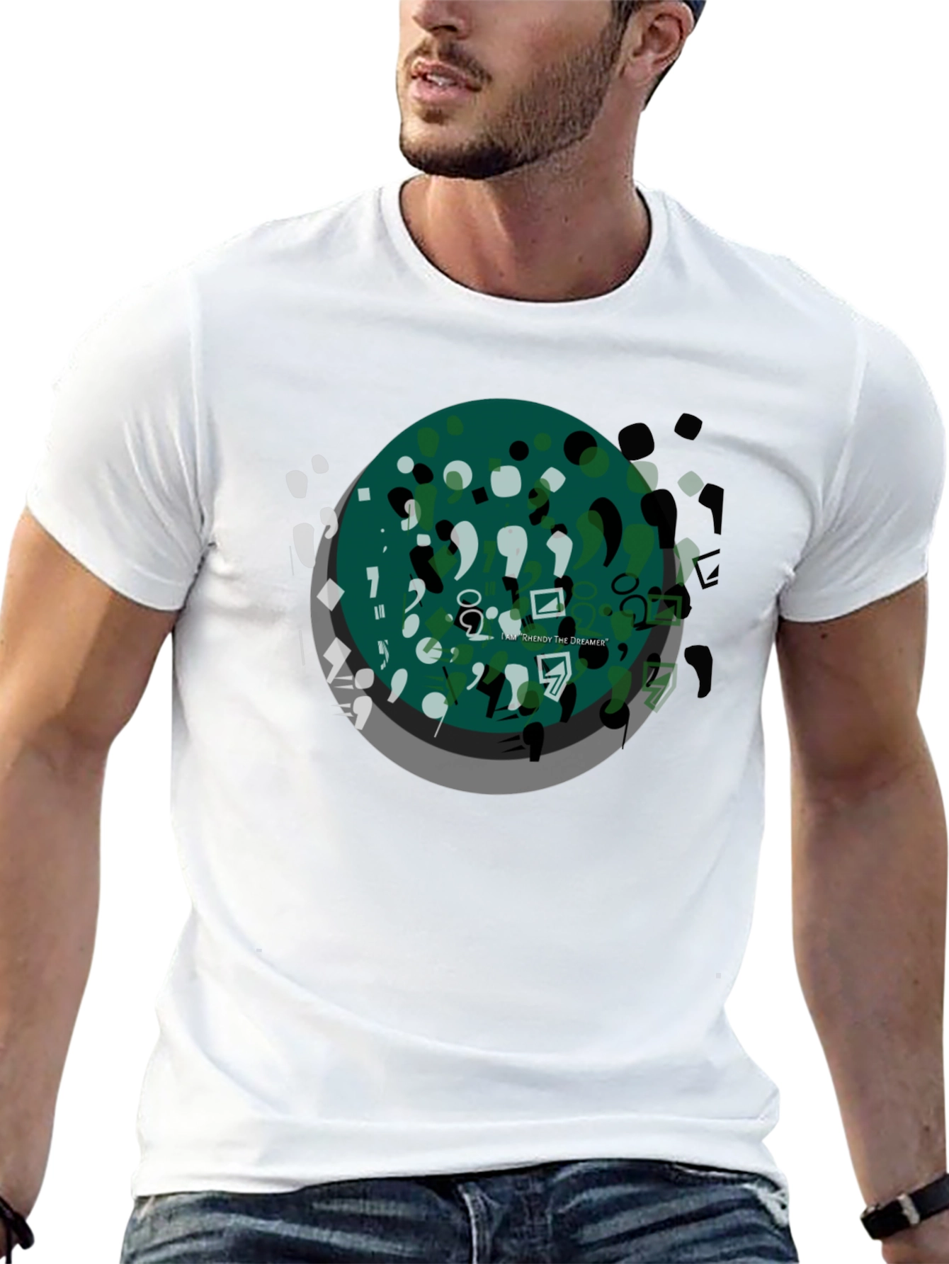 Black Abstract Art Graphic Tee - Black Casual T-Shirt view 13