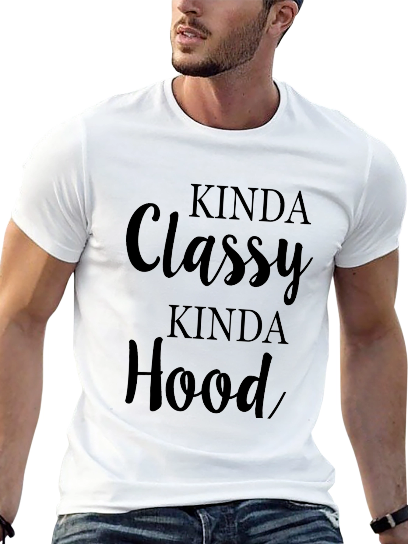 Black Kinda Classy Kinda Hood Black Graphic T-Shirt view 13