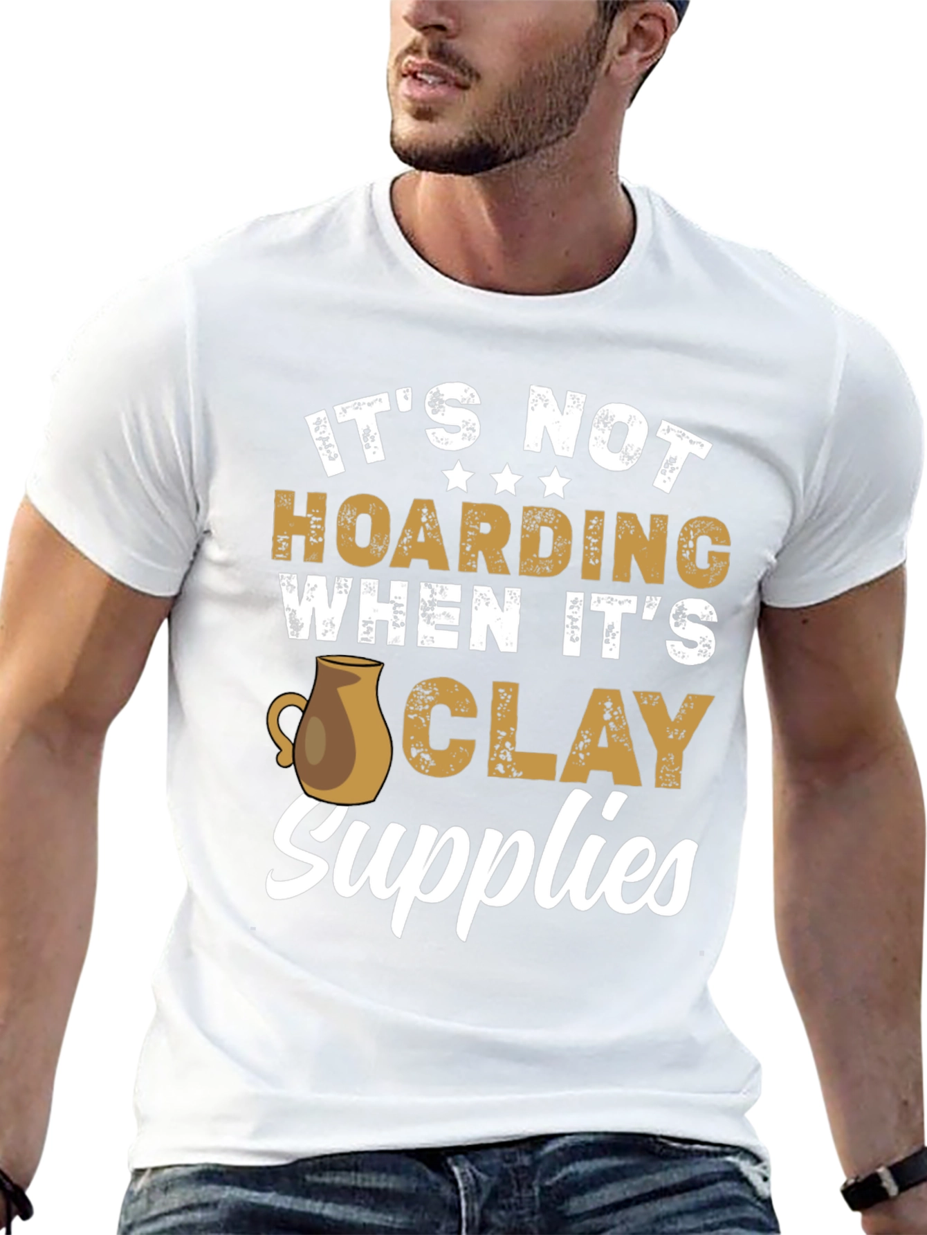 Black Funny Pottery T-Shirt - It's Not Hoarding Clay Supplies view 13