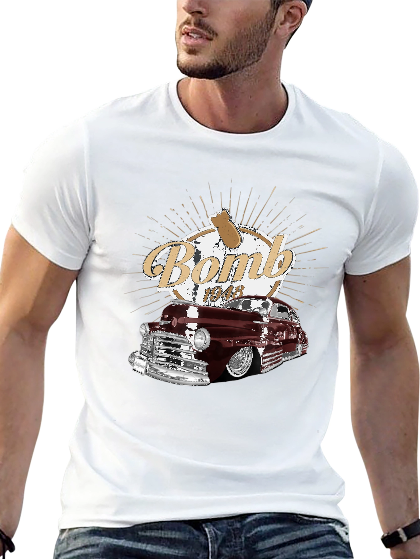 Black Bomb 1948 Car Graphic T-Shirt view 13
