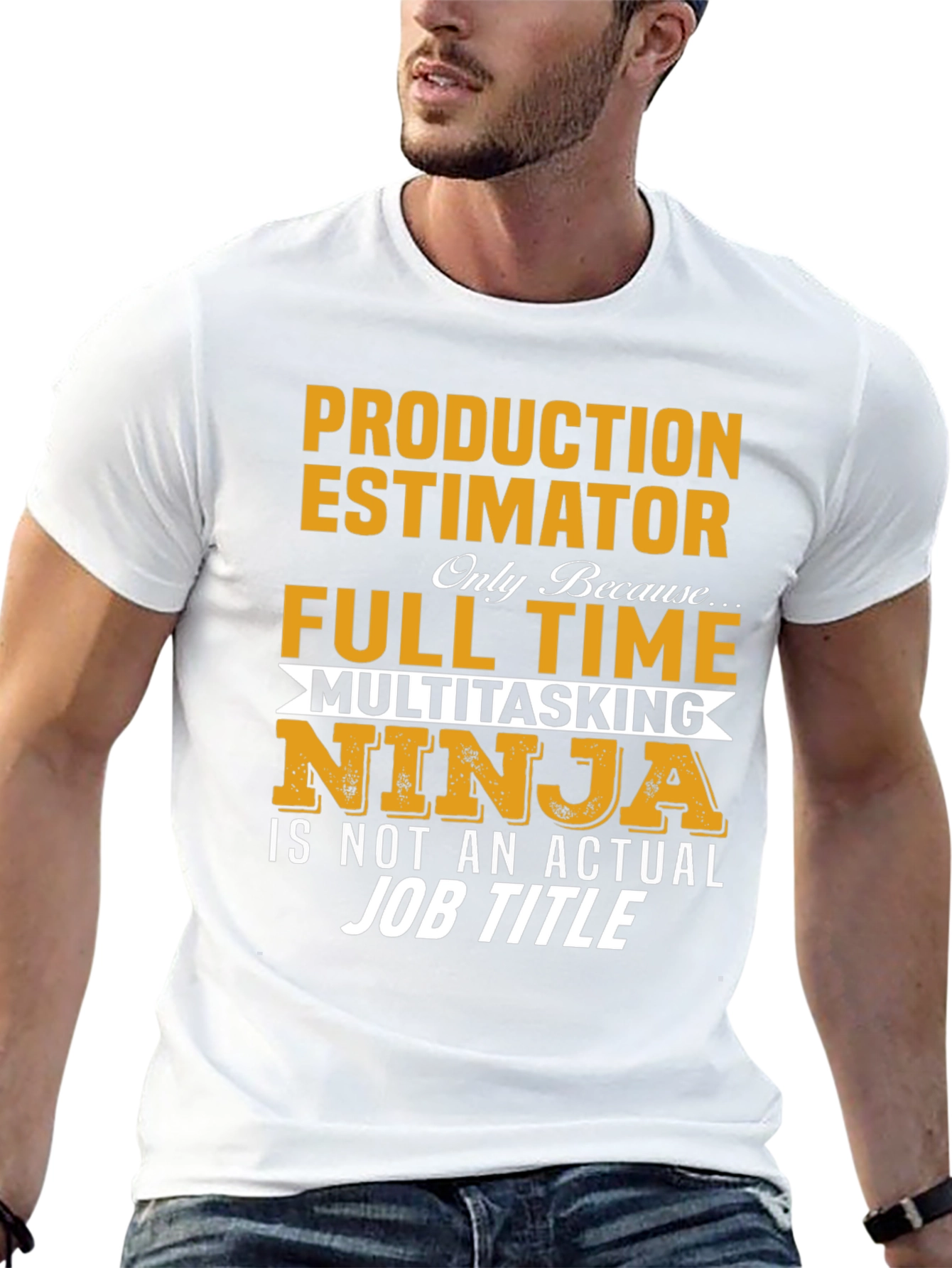 Black Production Estimator Full Time Ninja T-Shirt view 13
