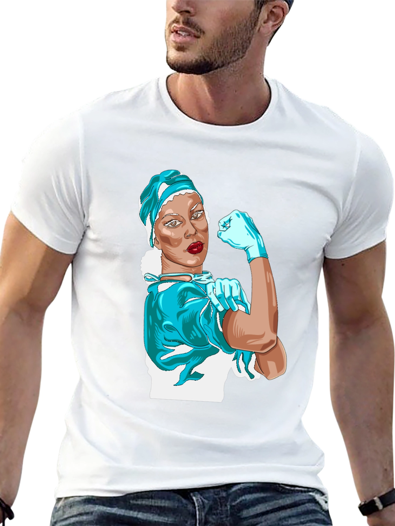 Black Feminist Doctor T-Shirt -  'We Can Do It' Design view 13