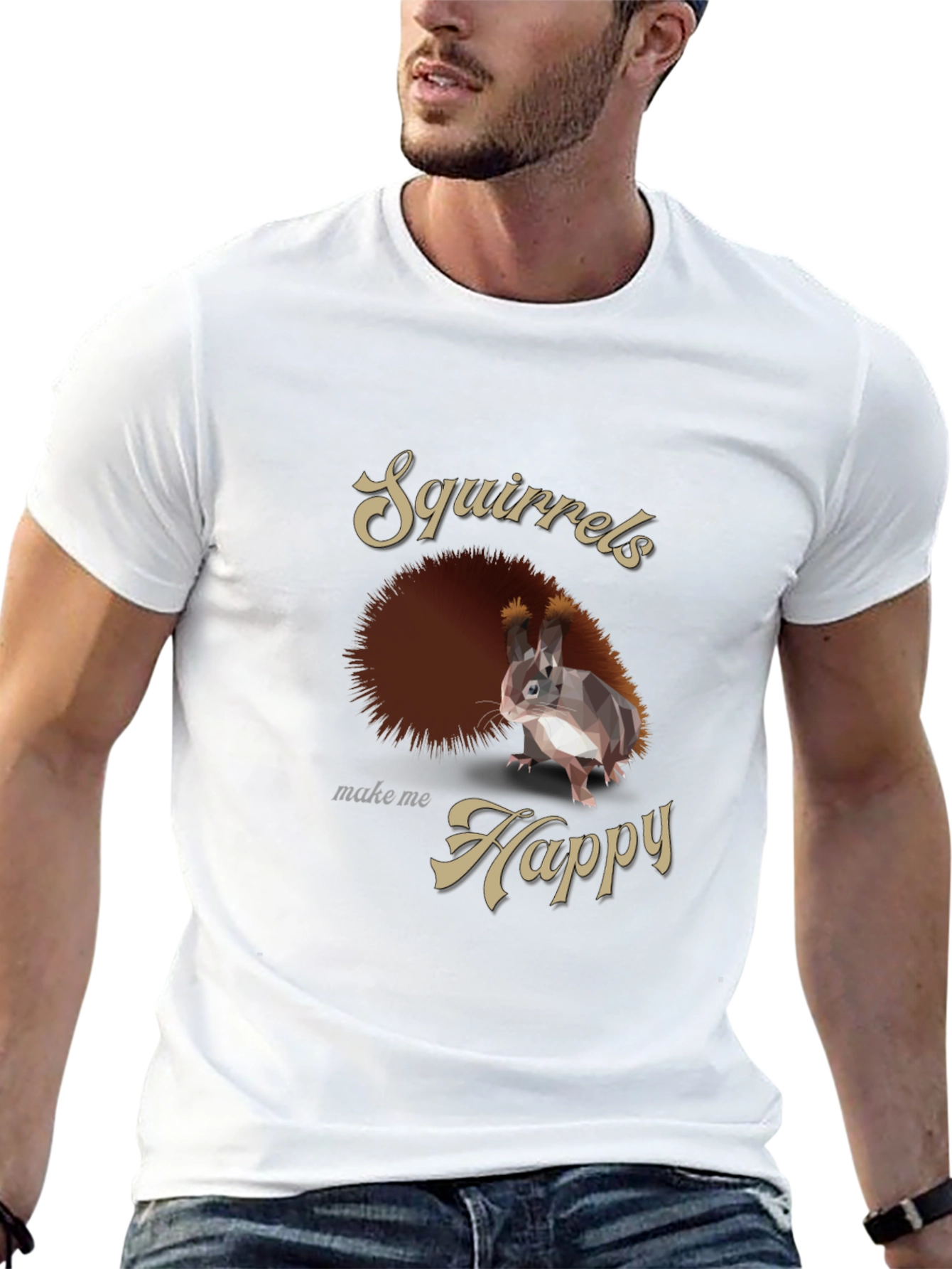 Black Squirrels Make Me Happy Graphic Tee - Casual Black T-Shirt view 13