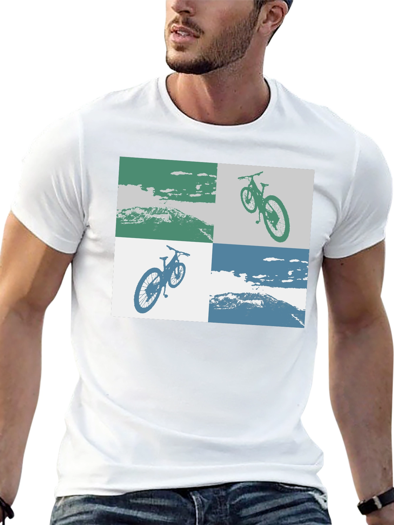 Black Mountain Bike Graphic Tee - Black Cotton T-Shirt view 13