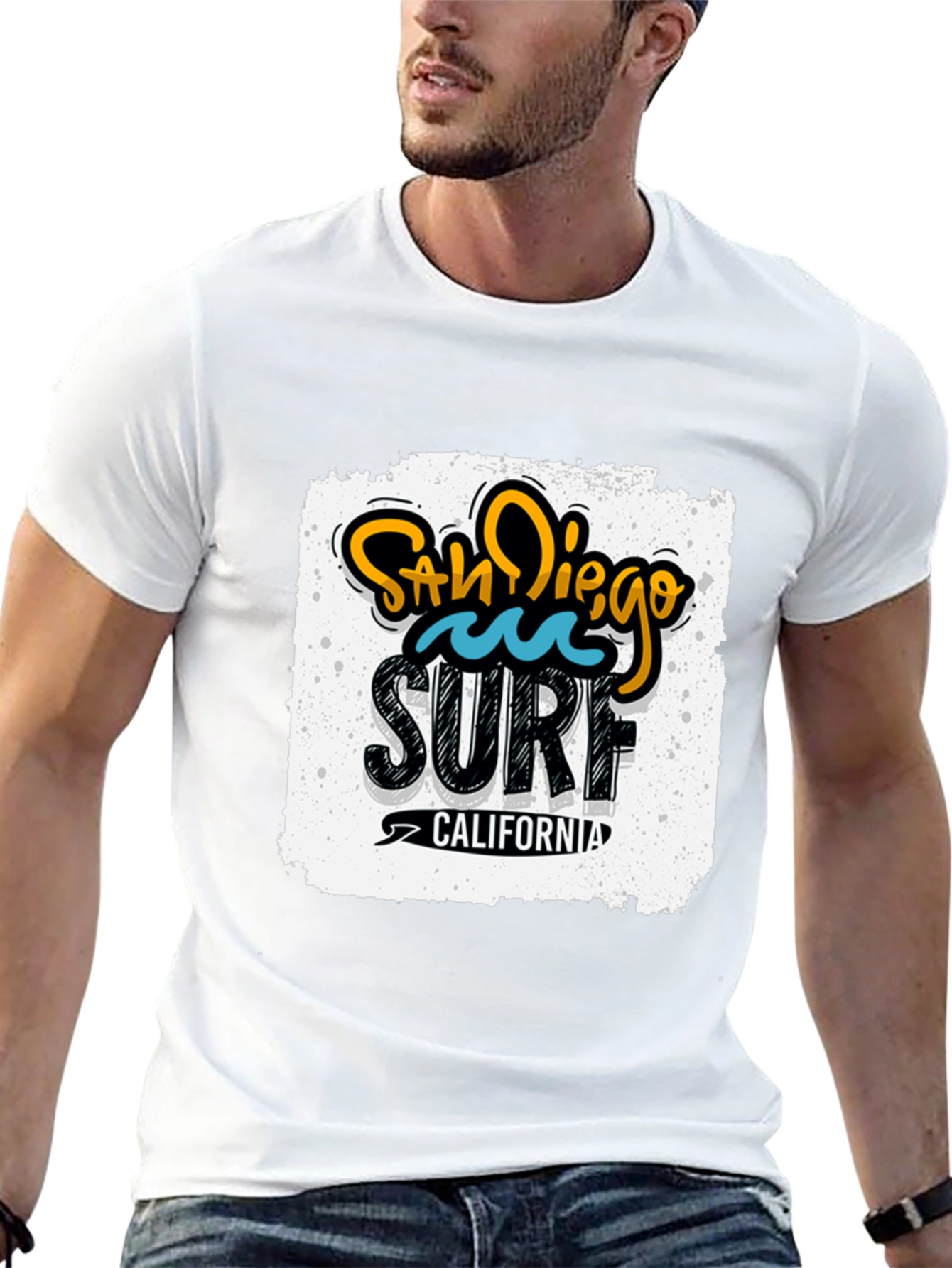 Black San Diego Surf California Graphic Tee - Black Cotton T-Shirt view 13