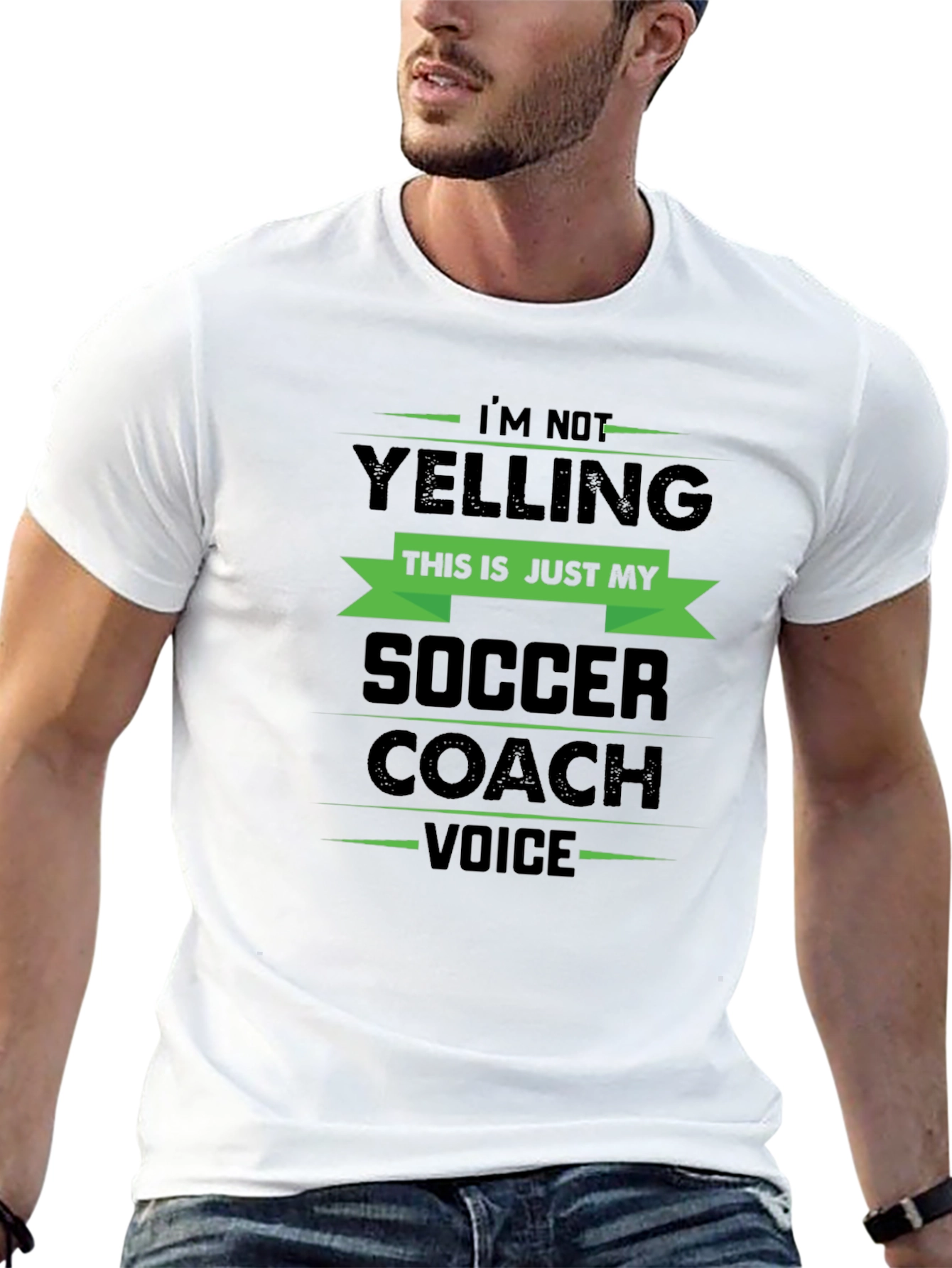 Black Funny Soccer Coach T-Shirt - 'This is Just My Voice' view 13