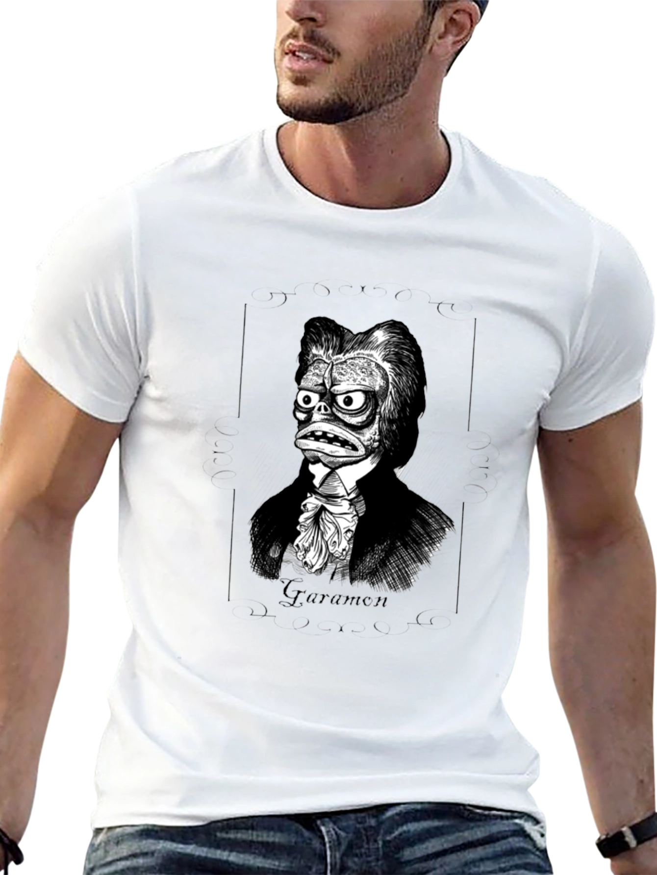 Black Guramon Character Graphic Tee - Classic Horror Style view 13