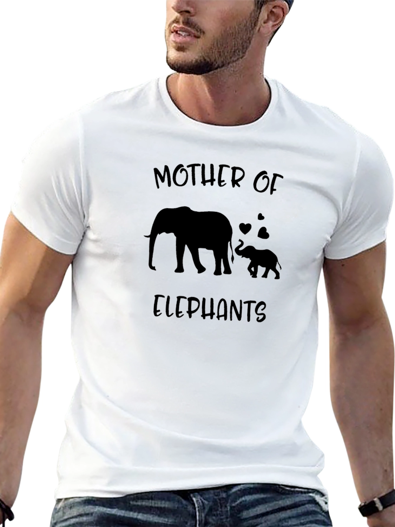 Black Mother of Elephants Graphic Tee - Black Cotton Shirt view 13