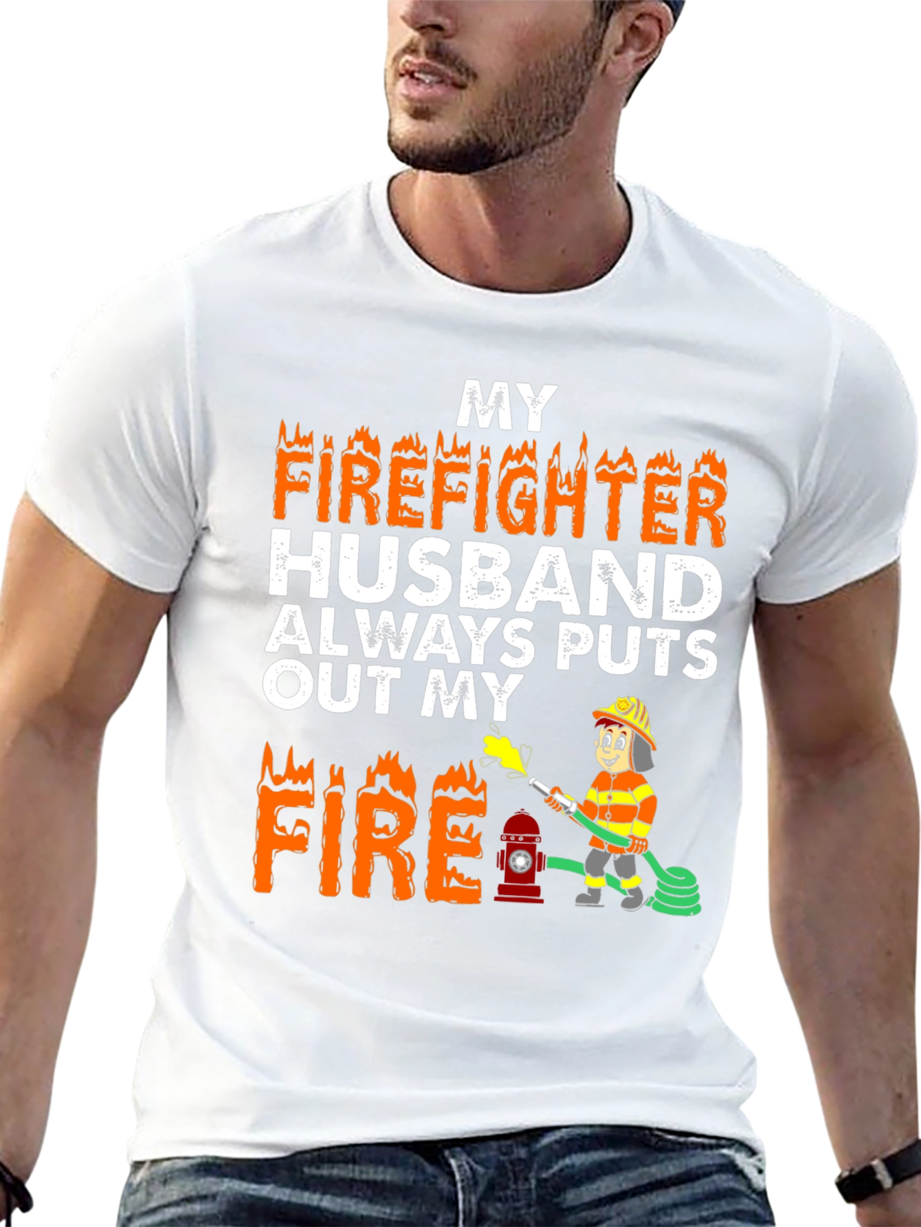 Black Firefighter Husband Graphic Tee view 13