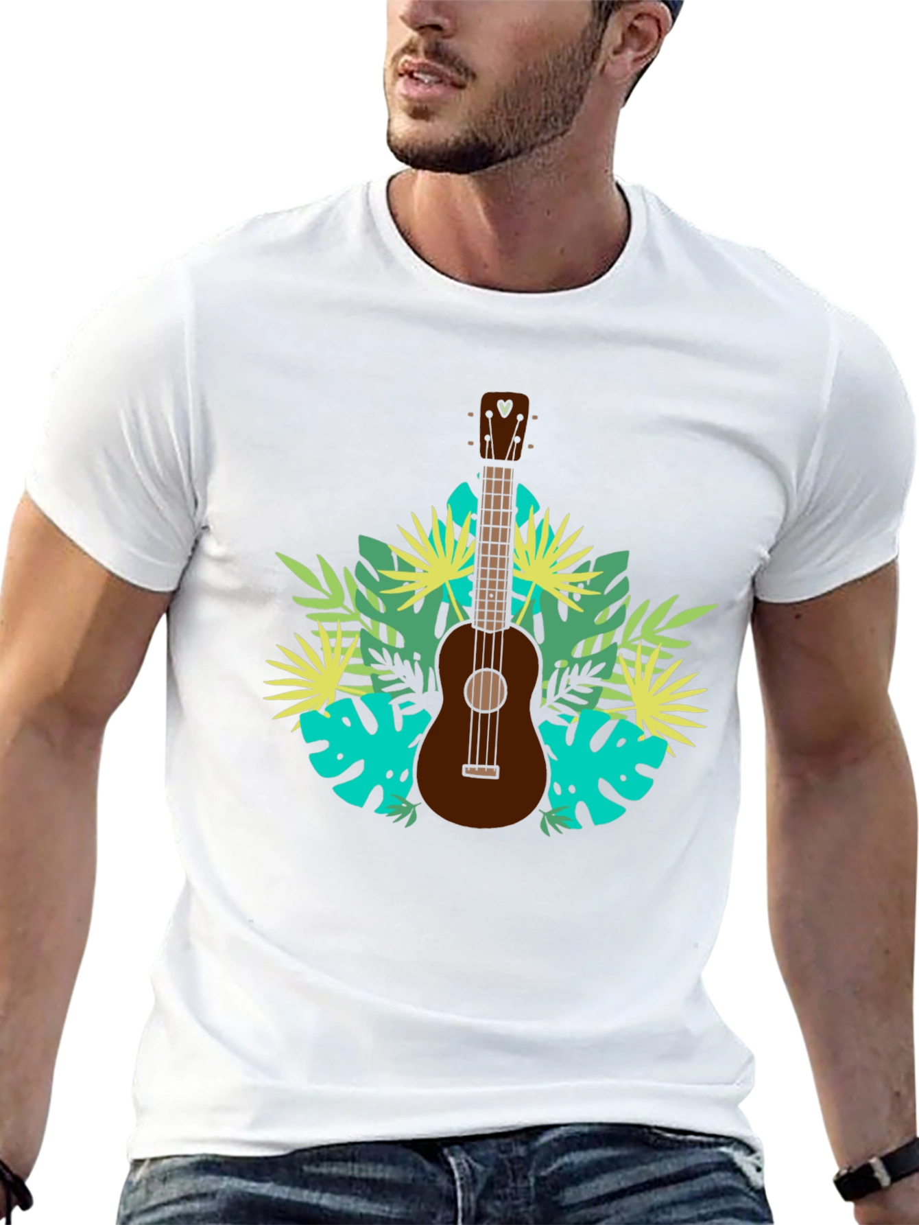 Black Tropical Ukulele T-Shirt - Island Vibes view 13