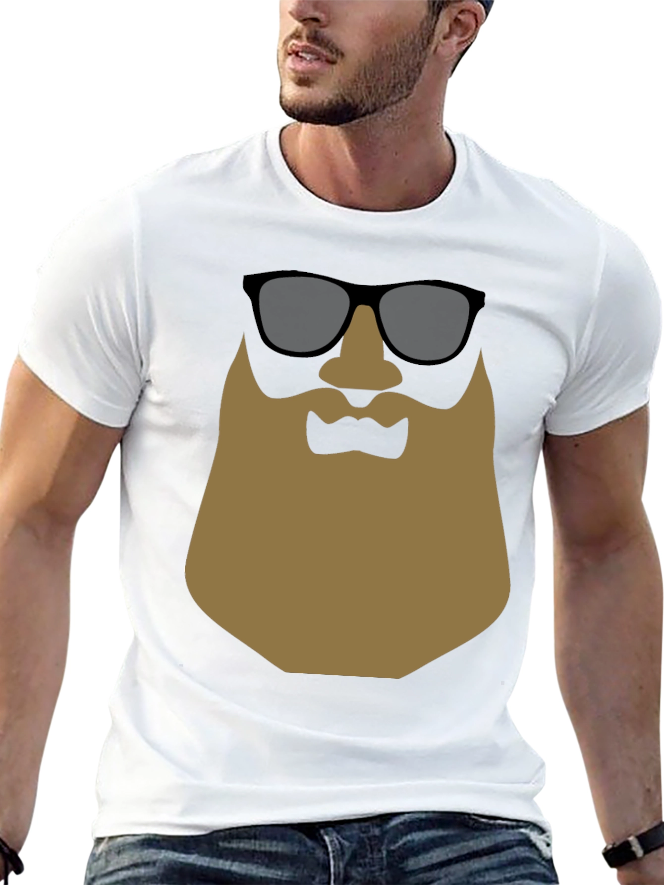 Black Cool Beard T-Shirt - Graphic Tee for Men view 13