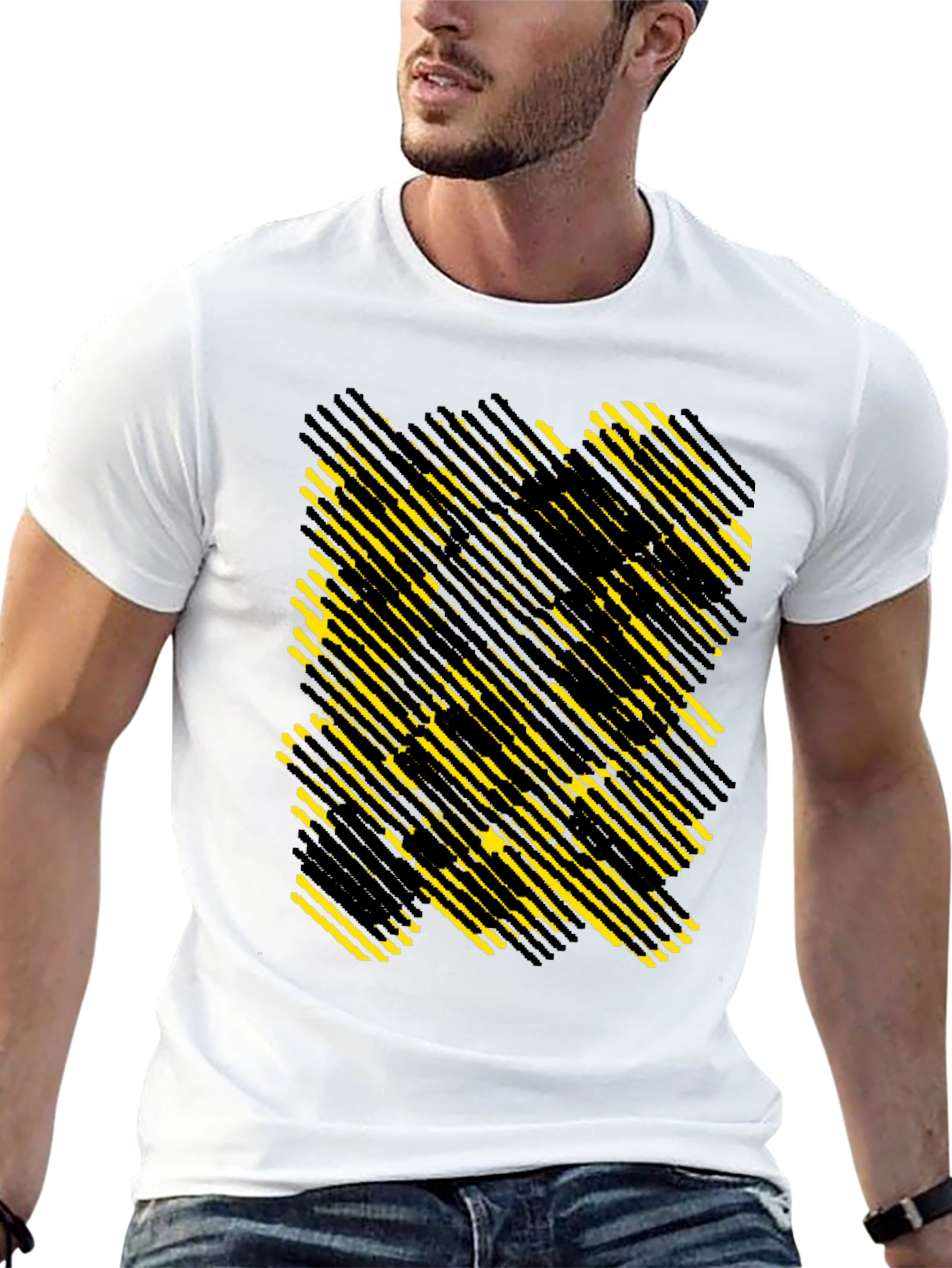 Black Abstract Geometric T-Shirt - Modern Graphic Tee view 13