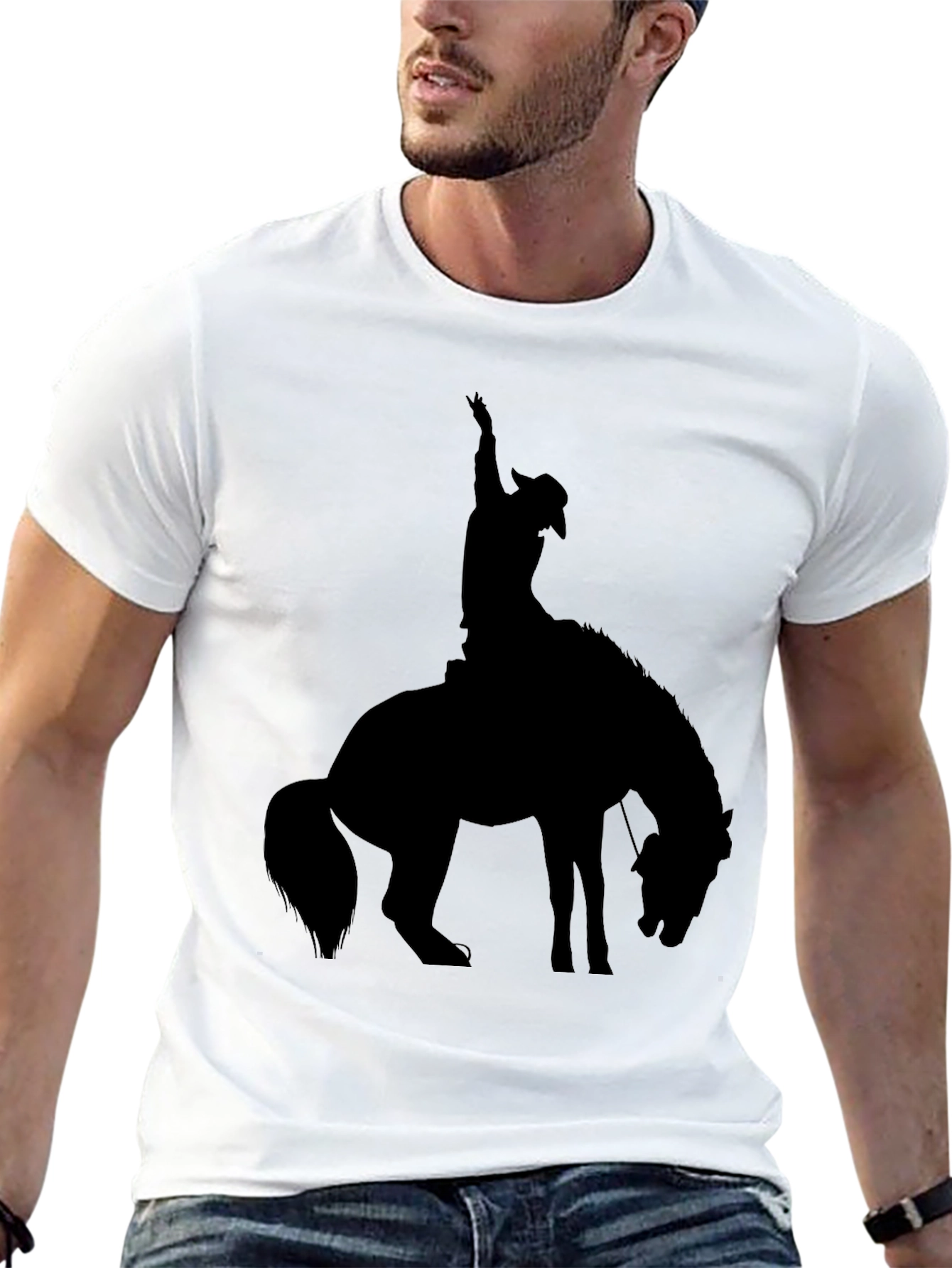 Black Cowboy Silhouette Graphic Tee view 13