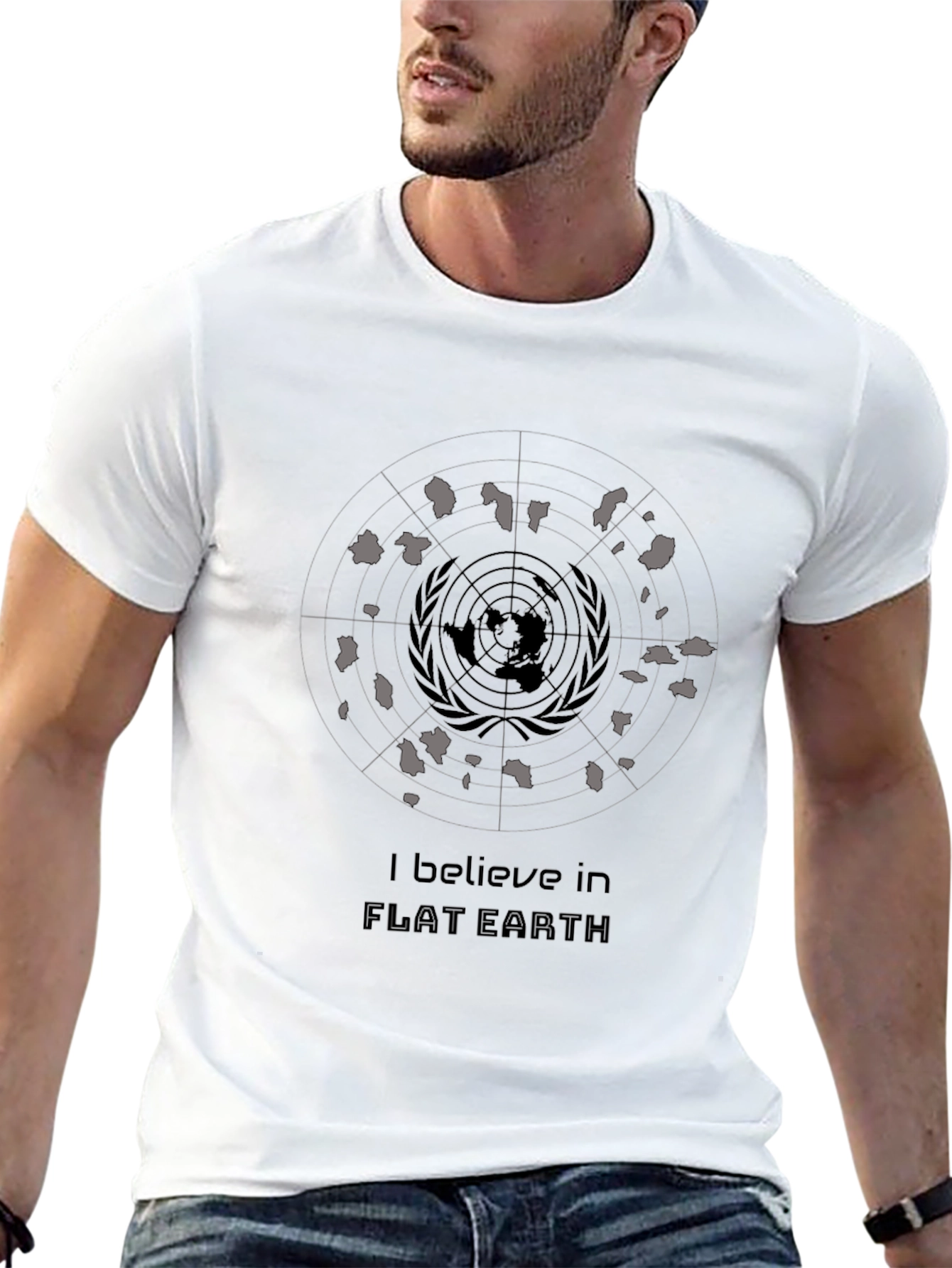 Black Flat Earth Believer Graphic T-Shirt view 13