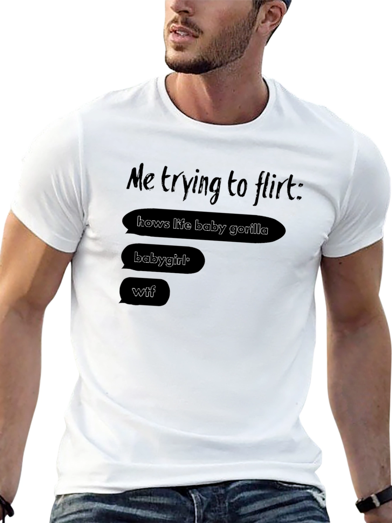 Black Funny Flirting Attempt Graphic T-Shirt view 13