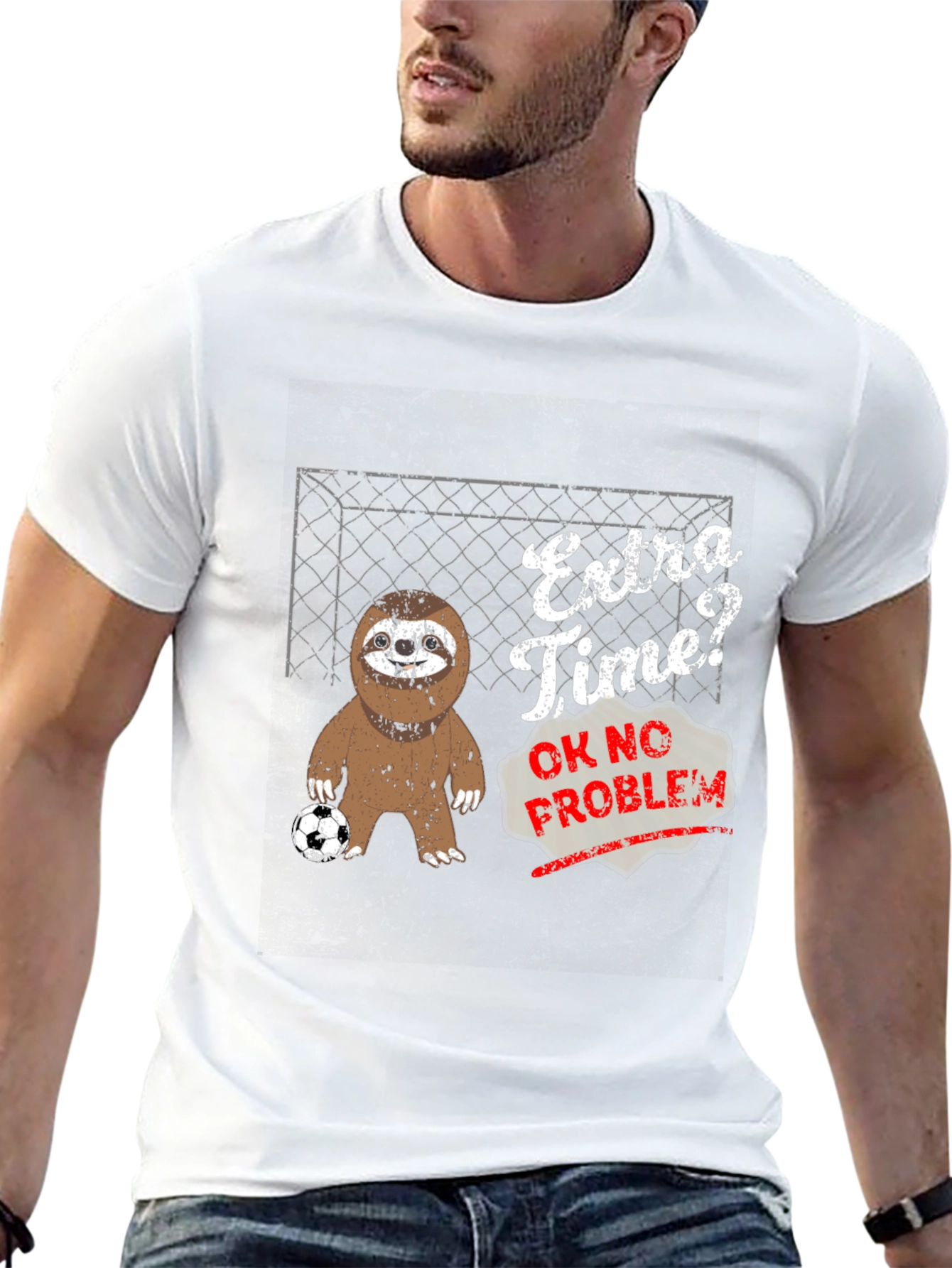Black Extra Time? Sloth Soccer Graphic Tee view 13