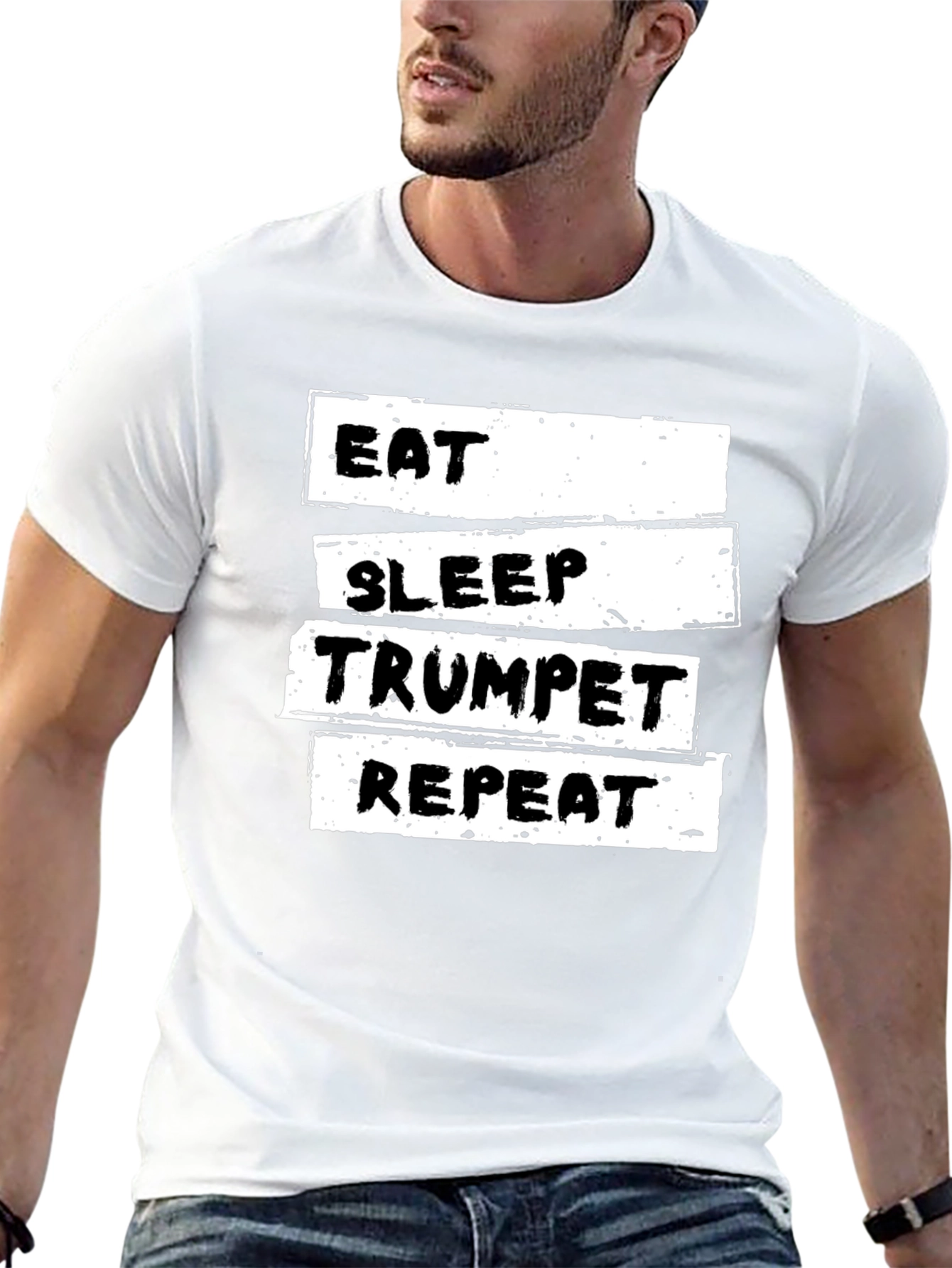 Black Eat Sleep Trumpet Repeat T-Shirt view 13