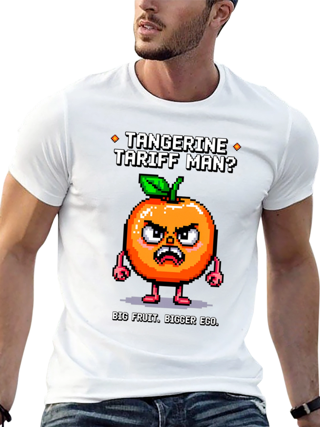 Black Tangerine Tariff Man Black T-Shirt view 13