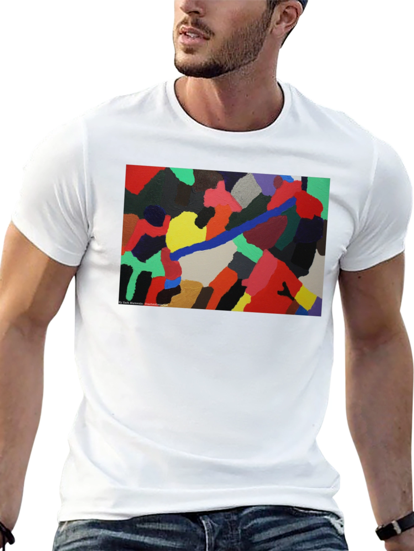 Black Abstract Art Print Black T-Shirt view 13