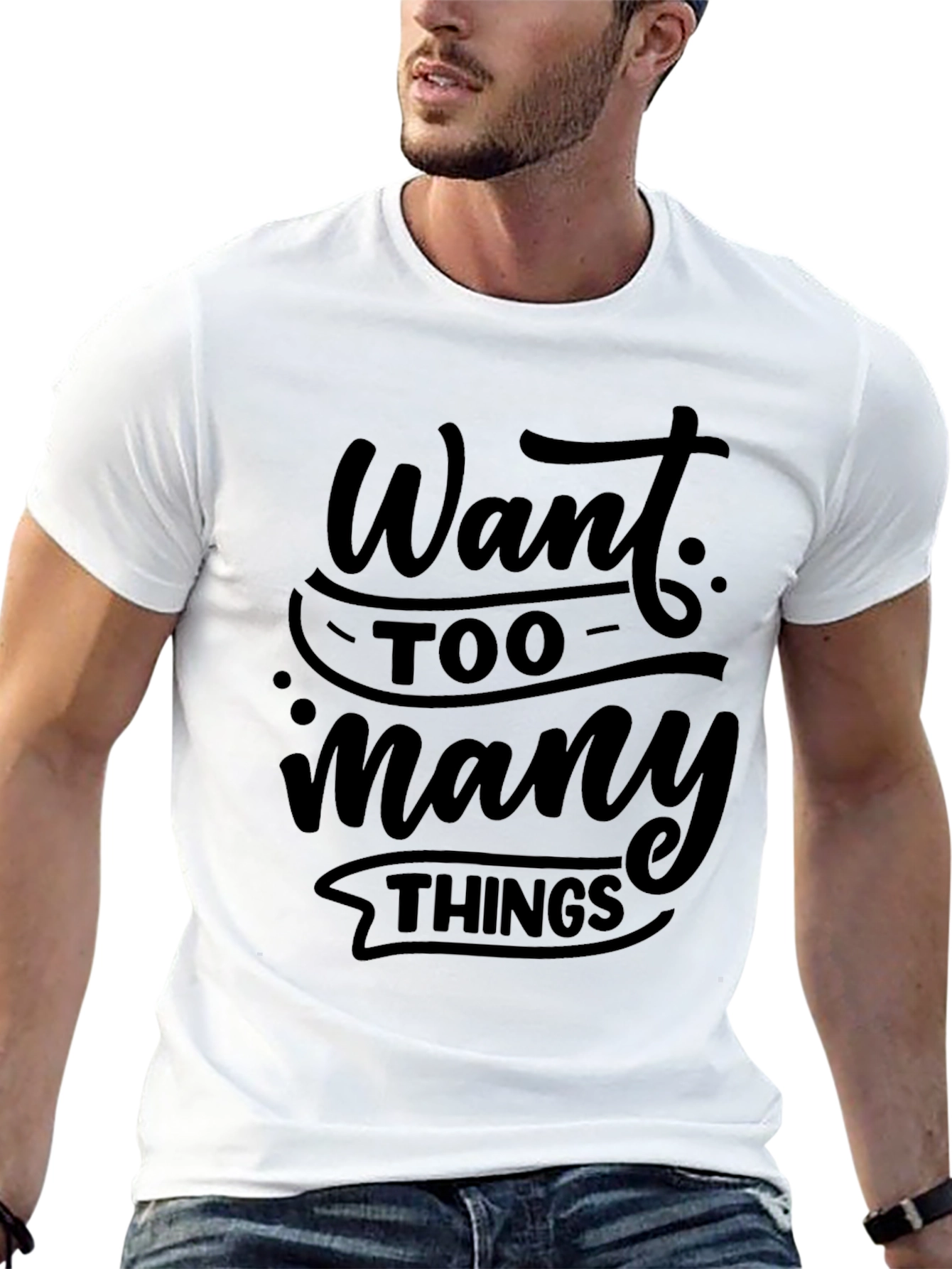 Black Want Too Many Things Black T-Shirt view 13