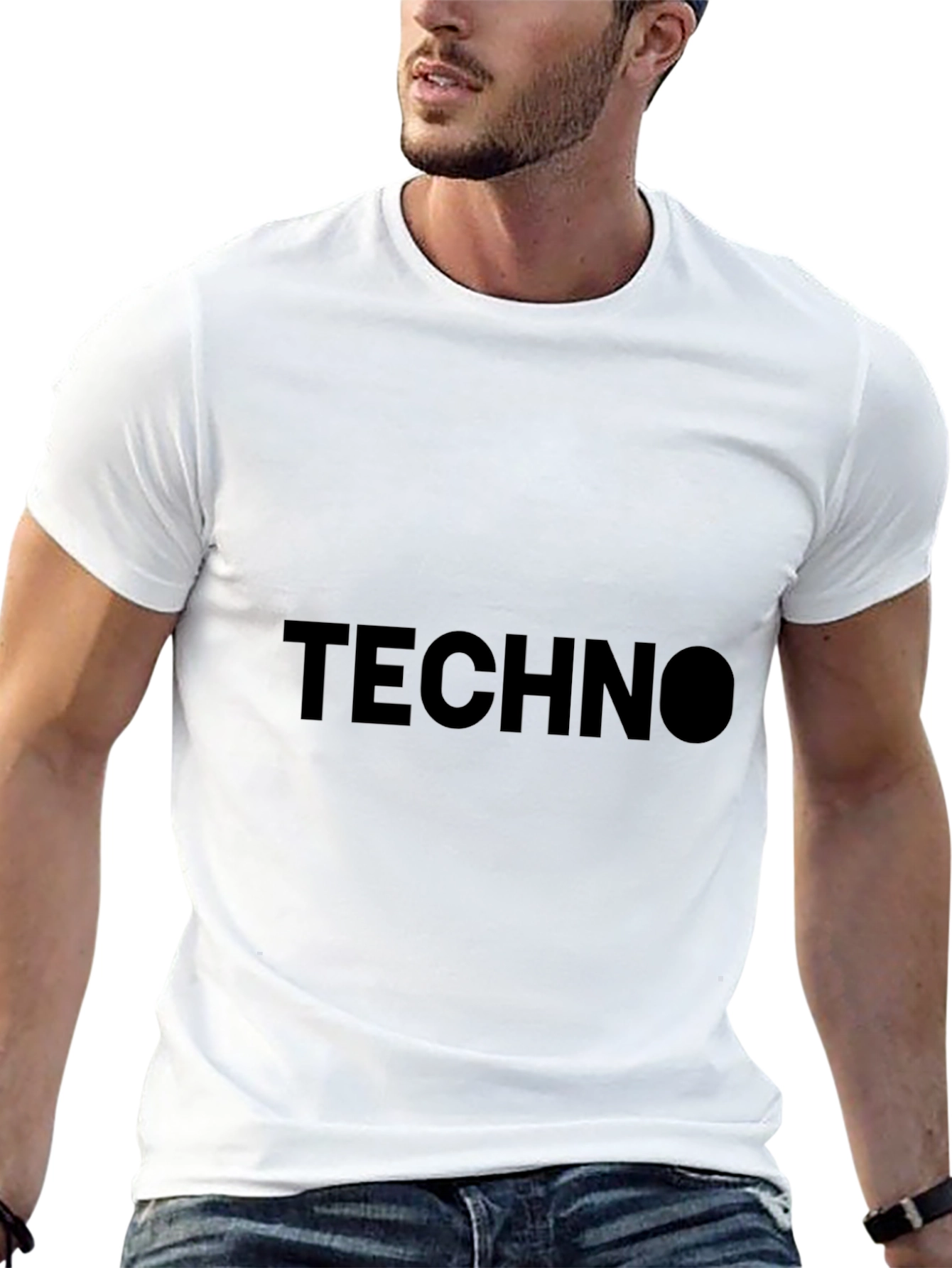 Black Techno Black T-Shirt - Modern Minimalist Style view 13