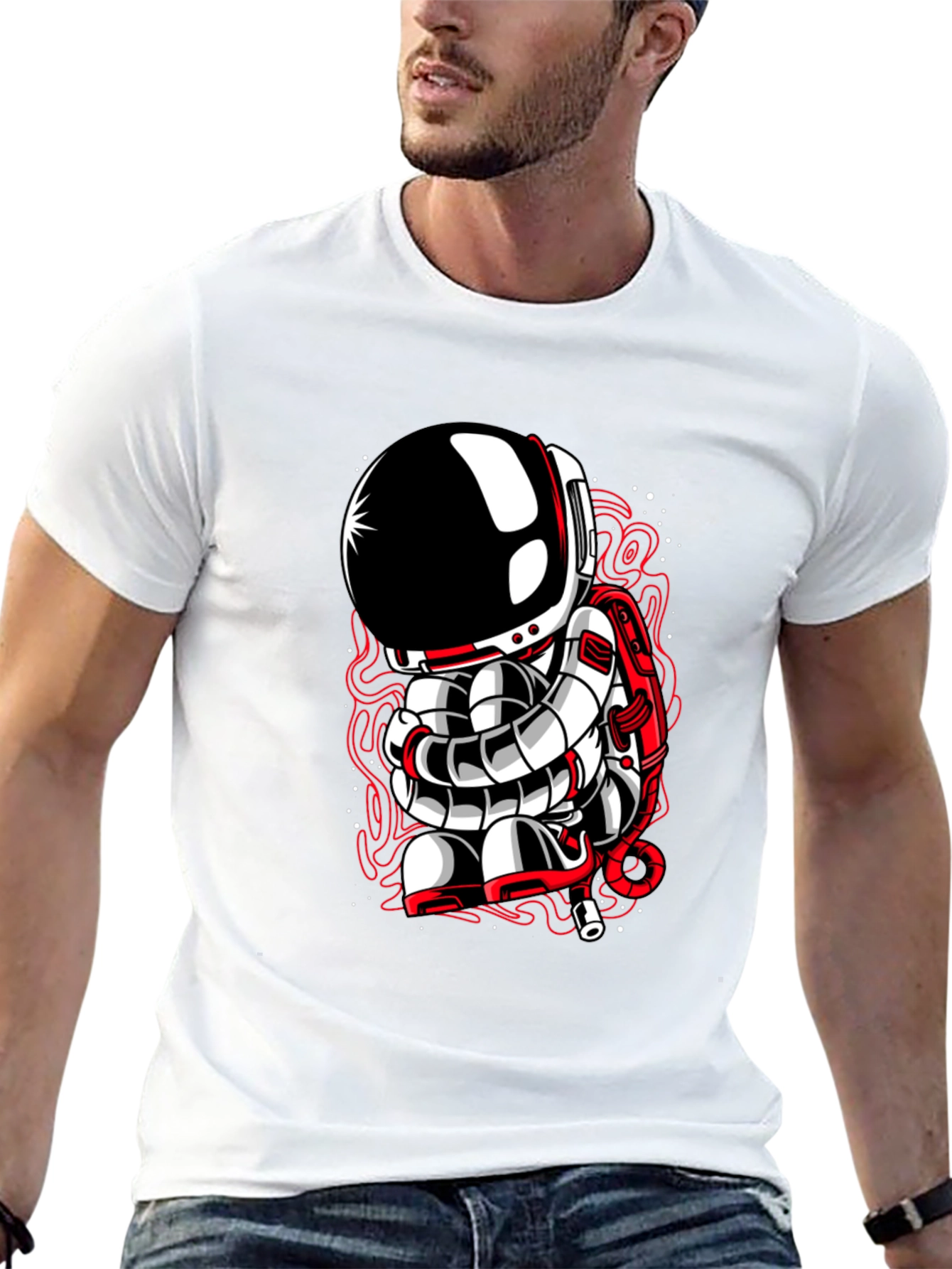 Black Astronaut Graphic Tee - Unique Spaceman Design view 13
