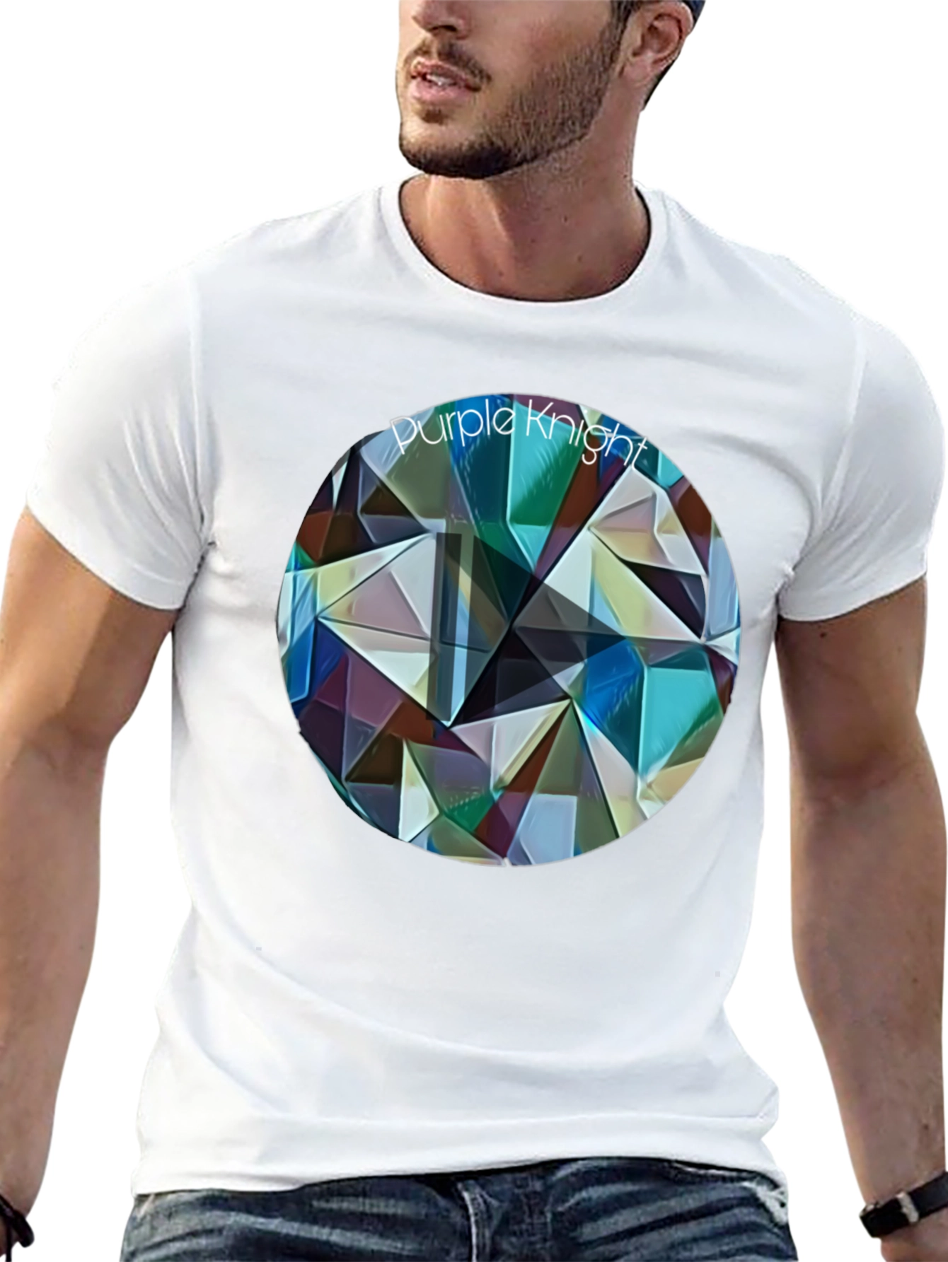 Black Purple Knight Geometric T-Shirt - Modern Artistic Design view 13