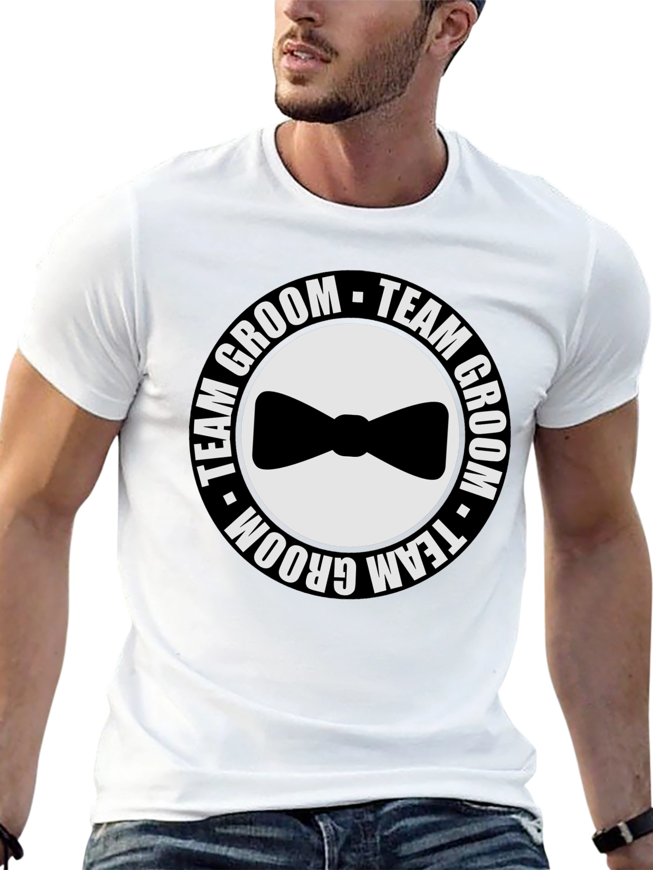 Black Team Groom Black T-Shirt - Wedding Party Apparel view 13