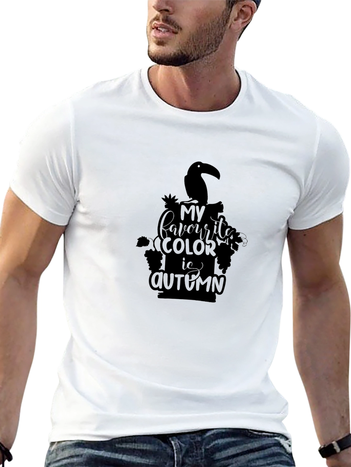Black Autumn Color T-Shirt - Toucan Design view 13